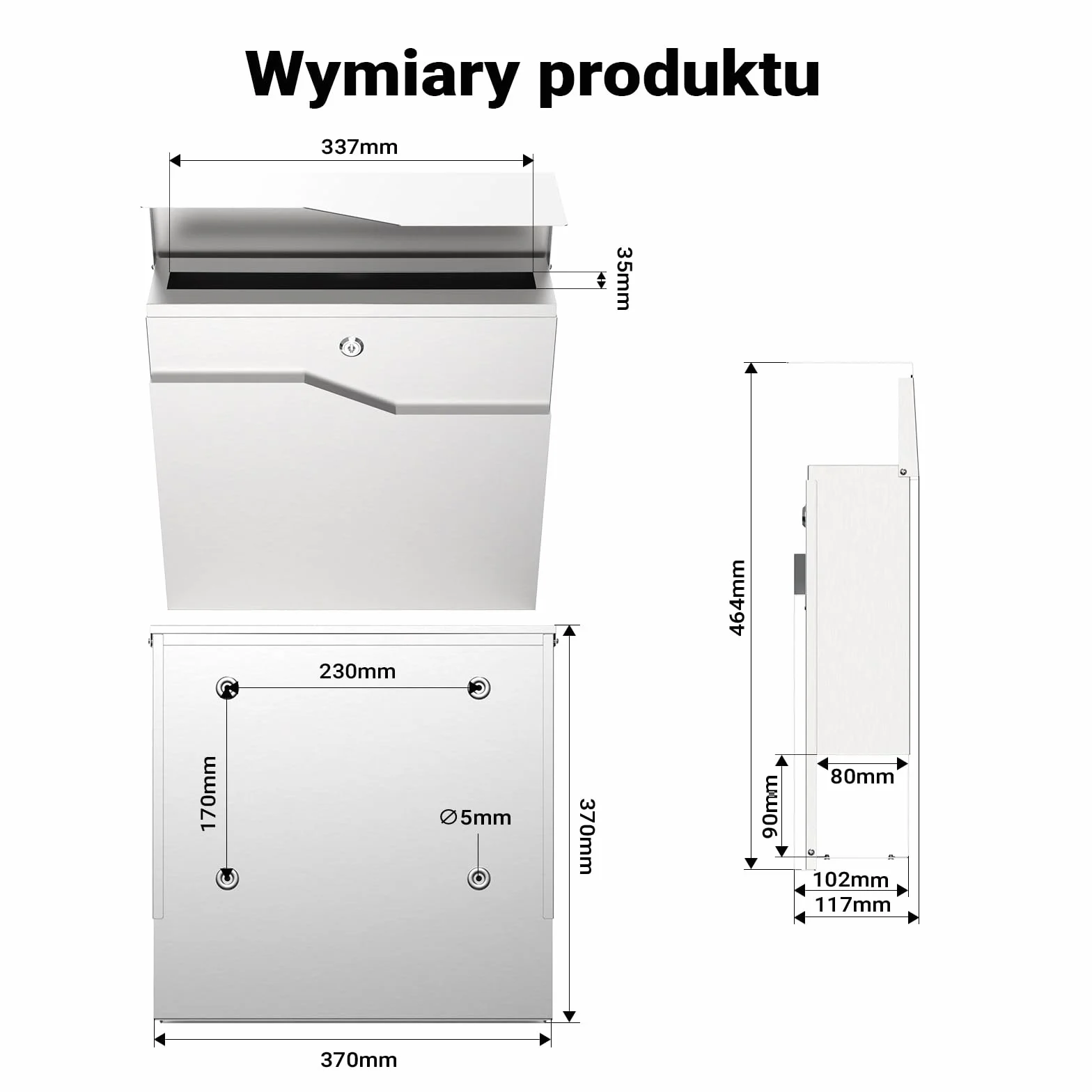 Wiltec Skrzynka na listy stal nierdzewna V19 z ukrytym zamkiem, nowoczesna skrzynka pocztowa do montażu na ścianie i stojaku, miejsce na gazety