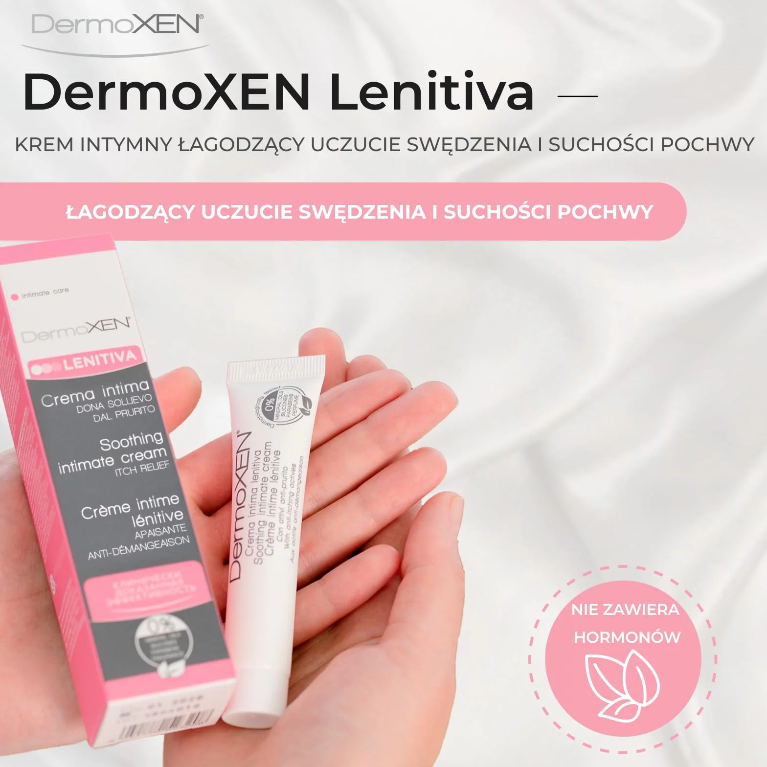 DermoXEN Lenitiva Łagodzący Krem Intymny 20 ml | Szybka Ulga na Świąd i Suchość | Nawilżający Krem do Pielęgnacji Intymnej | Do Wrażliwej Skóry | Bez Zapachu i Hormonów