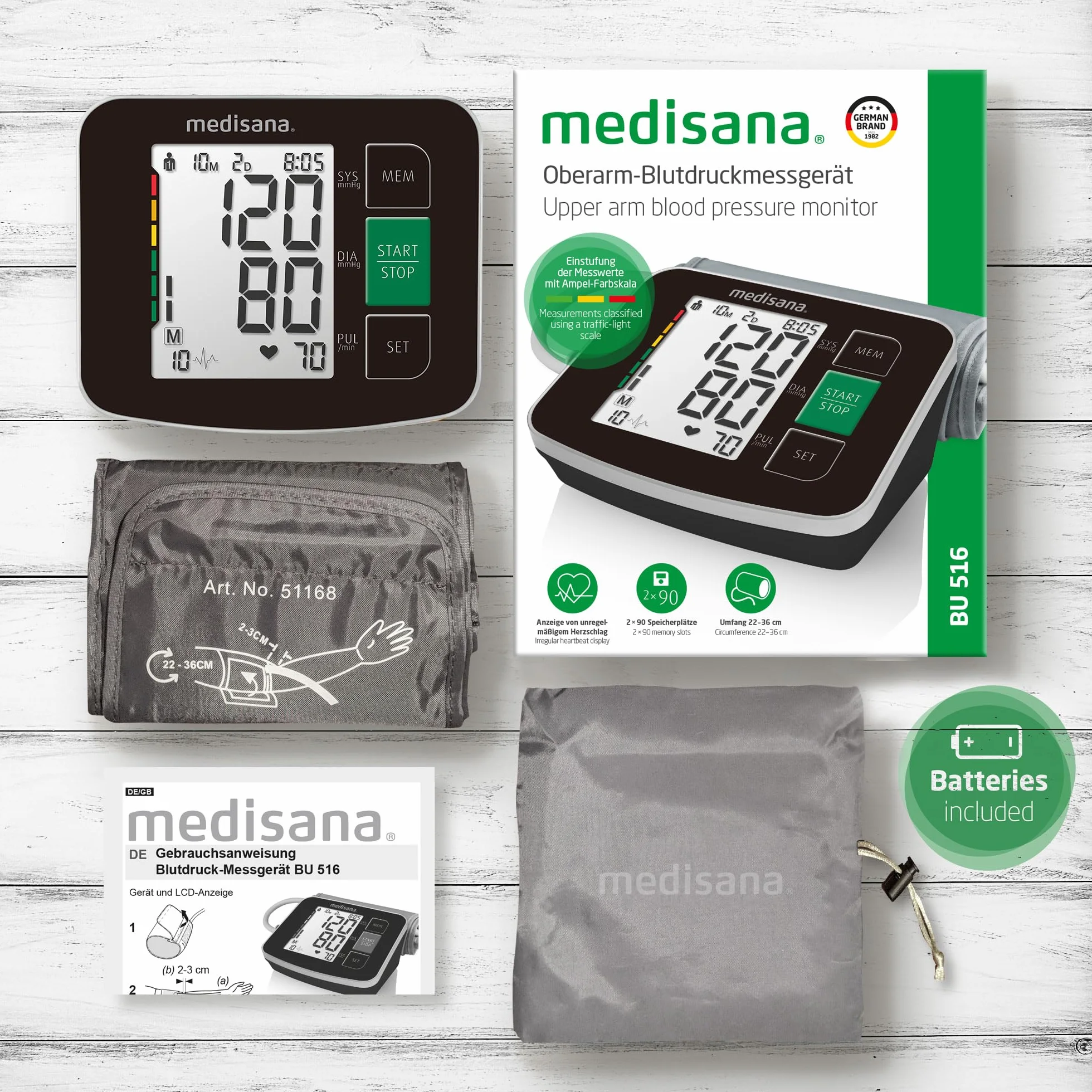 Medisana BU 516 Ciśnieniomierz naramienny z funkcją pamięci i skalą świetlną