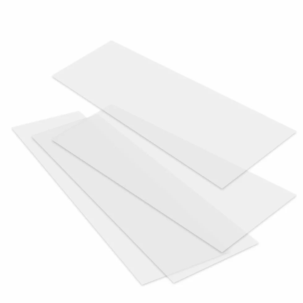 Resilia Wkładki do półek garażowych - wytrzymałe, wodoodporne, odporne na plamy, zmywalne, idealne do regałów drucianych, przezroczysty winyl, 50 cm x 10 cm, 4 sztuki
