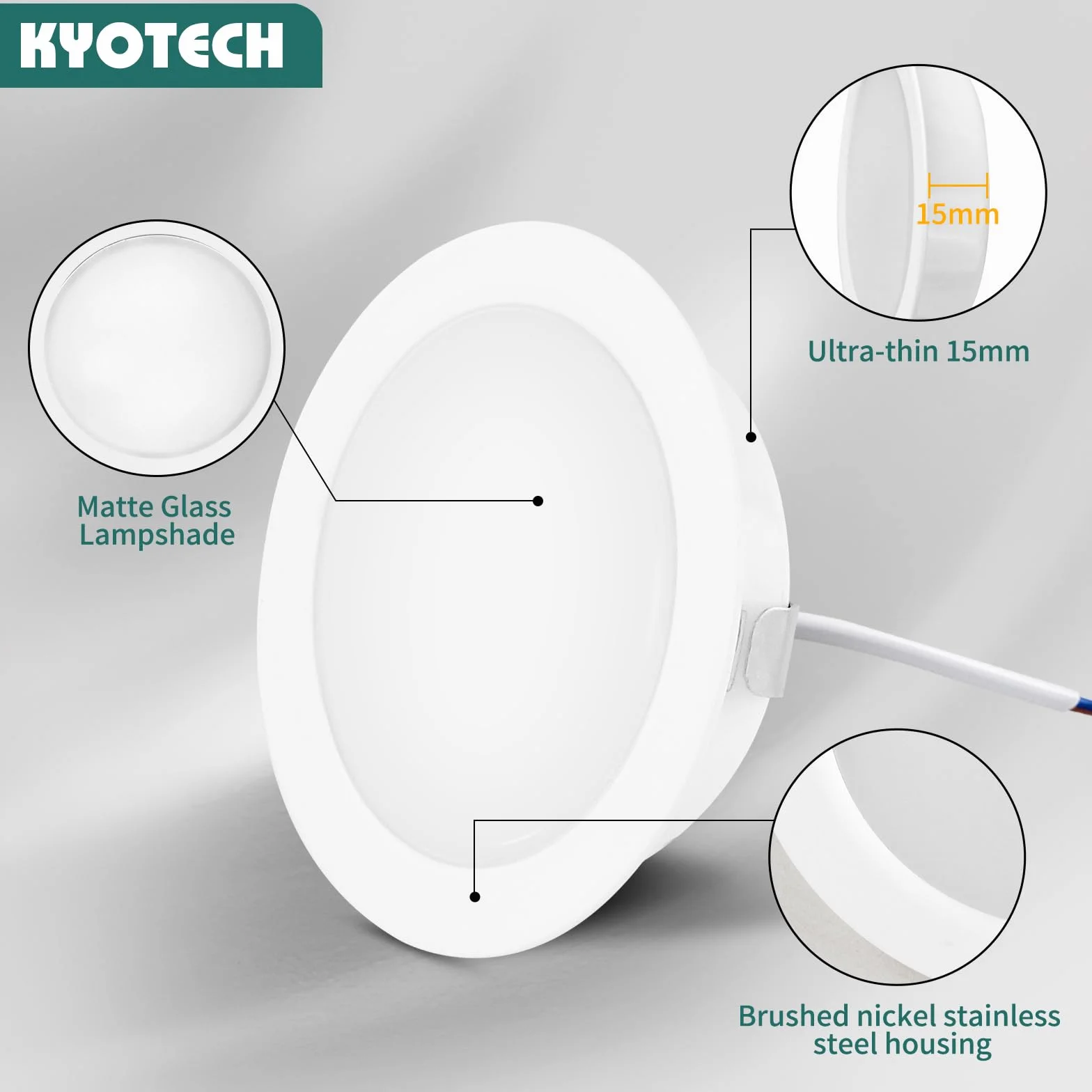 Oświetlenie LED do szafki 230 V, 4 W LED, IP44, G4, 20 mm, reflektory wpuszczane, do mebli płaskich, 3 temperatury barwowe, 3000 k/4000 k/6000 k, okap kuchenny, do zabudowy łazienkowej (białe, zestaw
