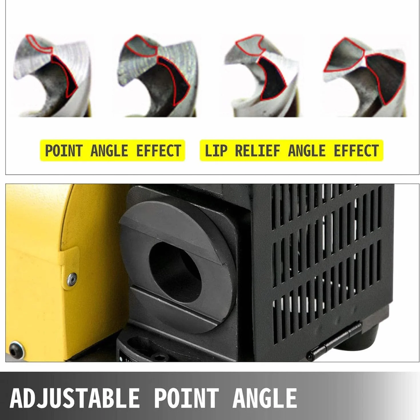 Przenośna szlifierka do wierteł, ostrzałka do frezów końcowych, narzędzie o wysokiej precyzji z 11 kolektorami, regulowane kąty 95°-135°, profesjonalna ostrzałka do wierteł