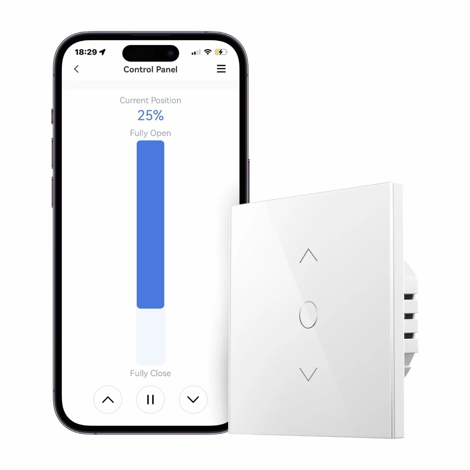 Meross Przełącznik WiFi do rolet (NEUTRALNY PRZEWÓD WYMAGANY), przełącznik dotykowy do kurtyny okiennej Kompatybilny z Alexa, Google Home i SmartThing, Niekompatybilny z HomeKit [Klasa energetyczna A+++]