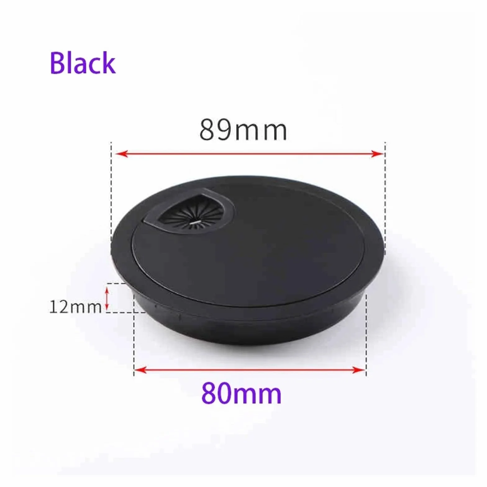 1/2/4/8 szt. blacha na biurko ze stopu cynku 50/53/60/80 mm osłona na kabel do organizera (80 mm czarna, 8 szt.)