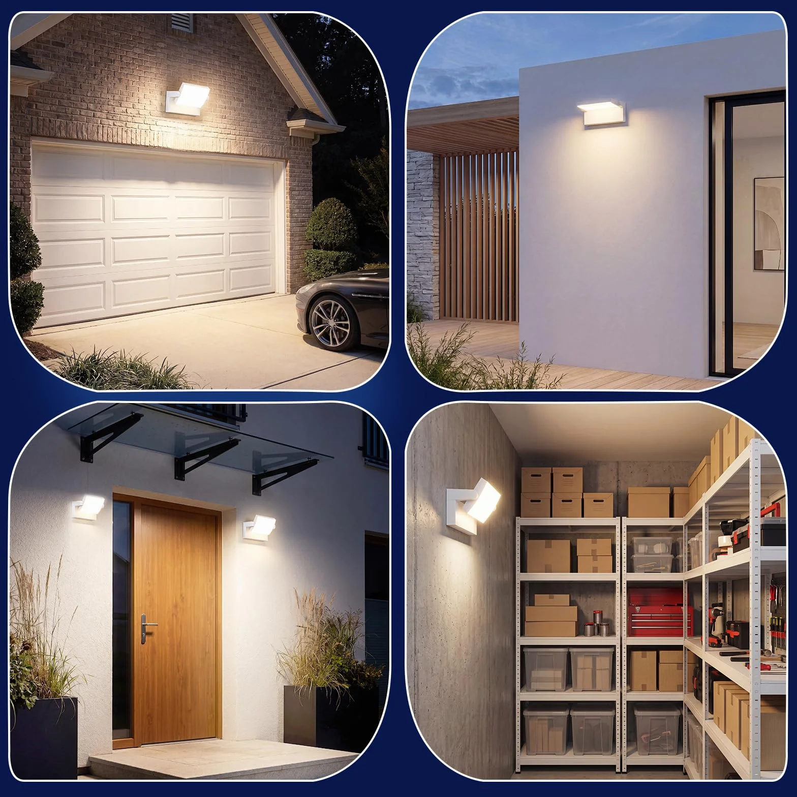 Zewnętrzna lampa ścienna 40 W, obracana o 350°, biała lampa zewnętrzna 4000 lm, naturalna wodoodporna IP65