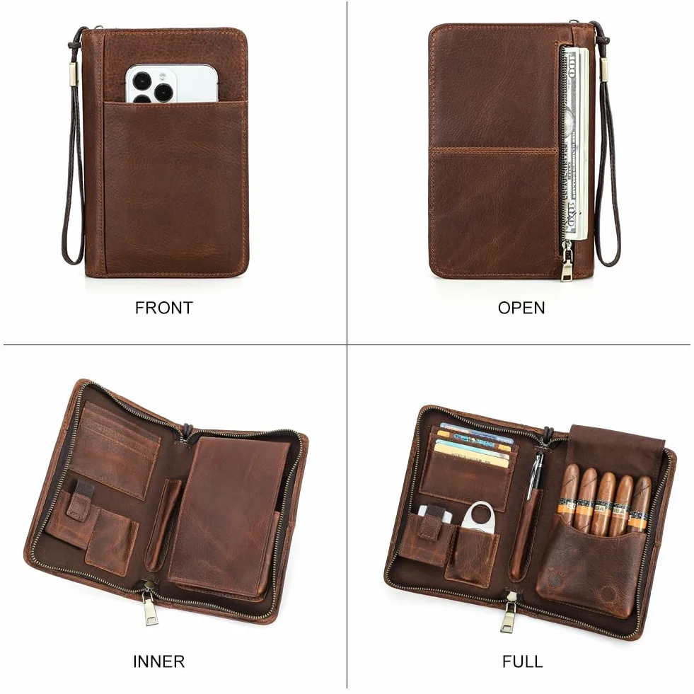 CONTACTS Przenośny humidor skórzany organizer na cygara z paskiem na nadgarstek