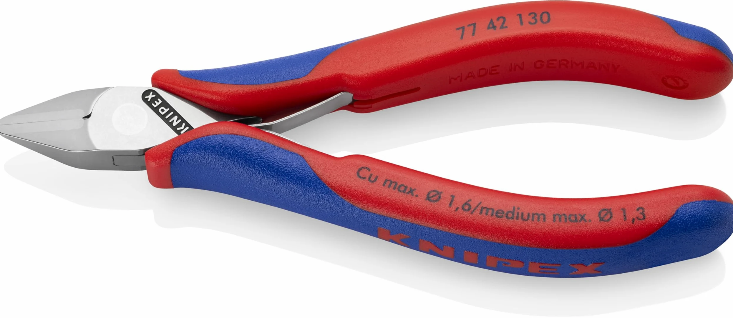 KNIPEX Szczypce tnące boczne dla elektroników ze złączem wsuwkowym z osłonkami wielokomponentowymi 130 mm, 77 42 130