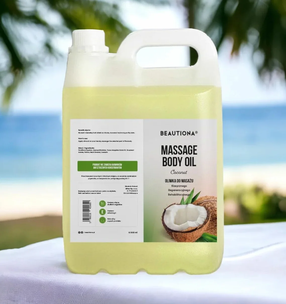 Olej do masażu kokosowy 5 litrów naturalny wegański spa