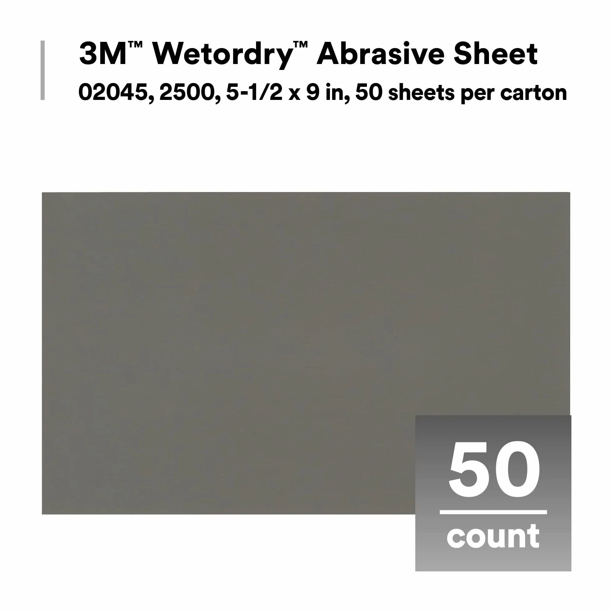 3M Wetordry tarcza szlifierska 401Q, 02045, ziarnistość 2500+, 5 1/2 x 22,9 cm, 50 arkuszy, szybkie cięcie, szlifowanie karoserii, lakierowanie