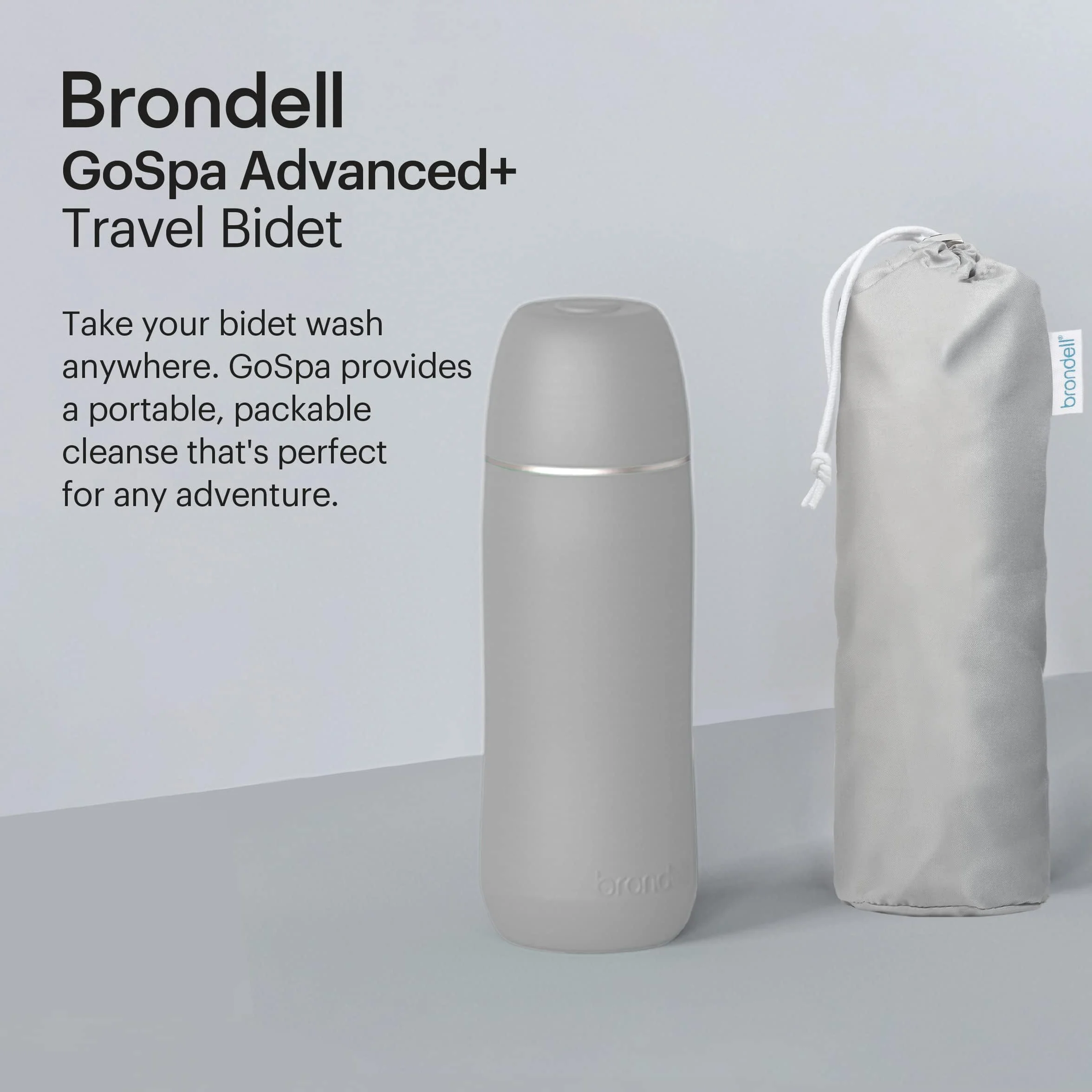 Brondell GoSpa zaawansowany przenośny bidet na podróż – wysokiej jakości kompaktowy bidet z dyskretną torbą podróżną do wygodnego przechowywania – 500 ml, szary