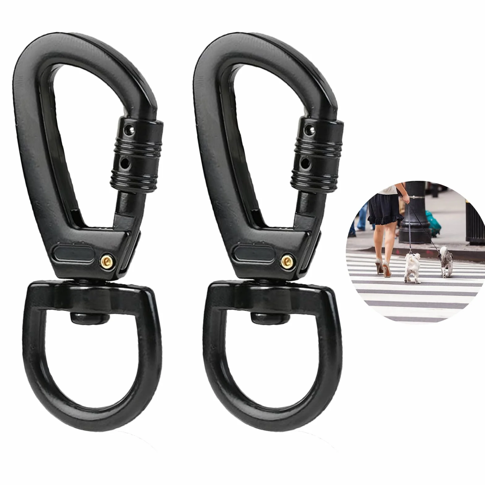 Karabińczyk z przegubem obrotowym, klips Twist Locking, 2 sztuki karabińczyków do wspinaczki, do dużych obciążeń, karabińczyki śrubowe do hamaków, na kemping, pęk kluczy, bezpieczne psy
