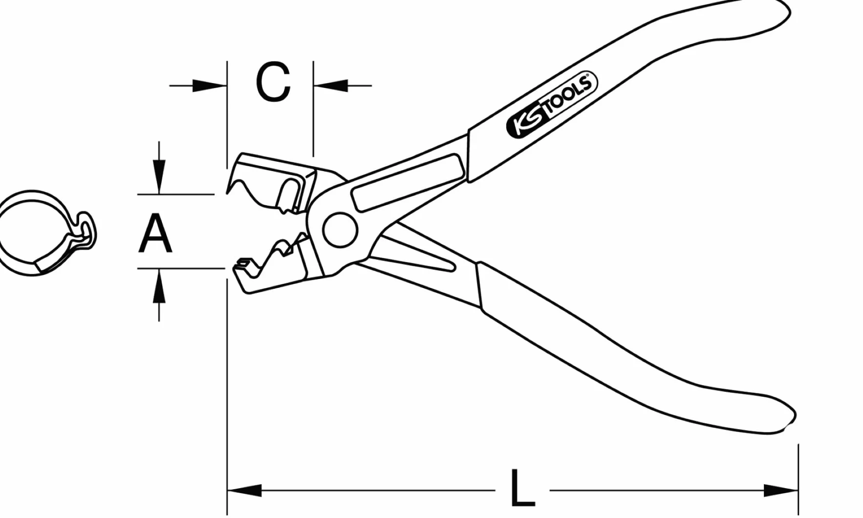 KS Tools Kleszcze do obejm wężowych Click, kute, 180 mm