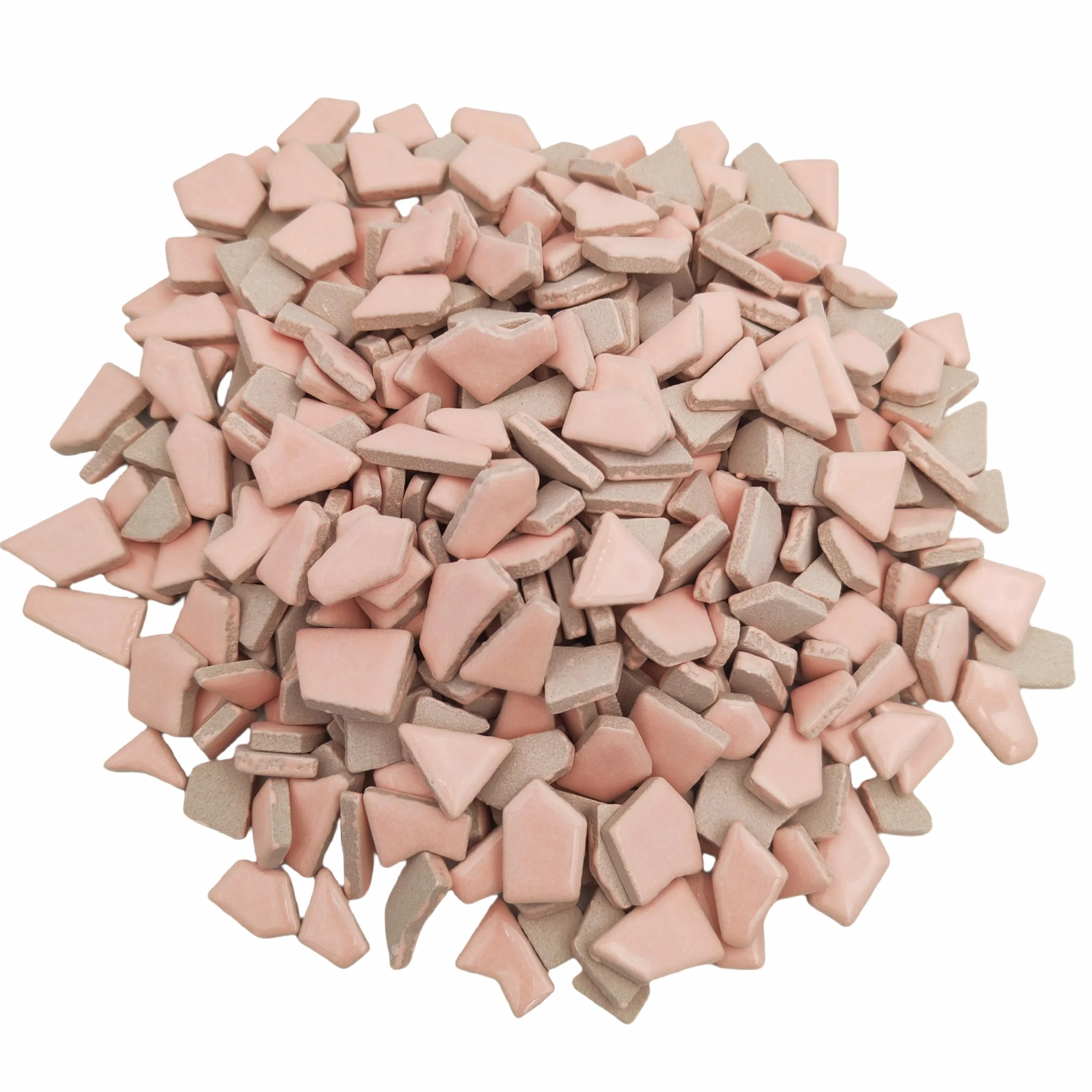 Nieregularne ceramiczne płytki mozaikowe, 500 g, 0,5 x 2 cm, małe elementy mozaiki, kamienie do samodzielnego wykonania mozaiki, rękodzieła, hobby, sztuki, dekoracji ścian domu (różowe)