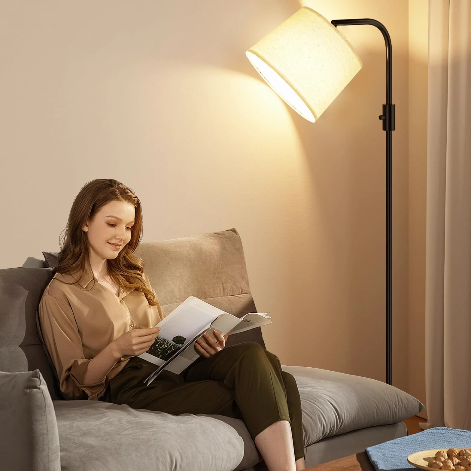 Ambimall Lampa stojąca – lampy podłogowe 9 W w zestawie, lampy stojące do salonu z regulowaną głowicą, nowoczesny przełącznik obrotowy światła stojącego do biura