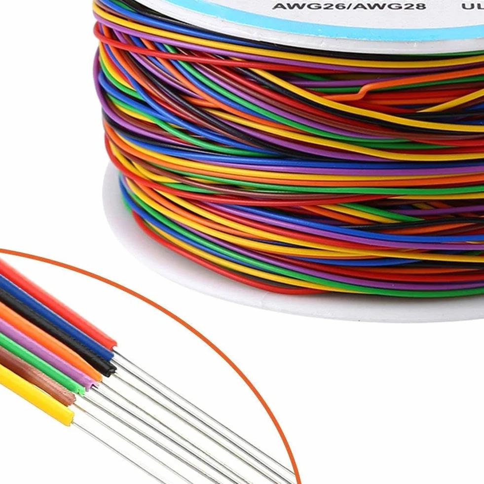Walfront 250m 8 Drut elektroniczny 30AWG Rolka kabla elektrycznego miedzianego, izolowana PVC P/N B-30-1000