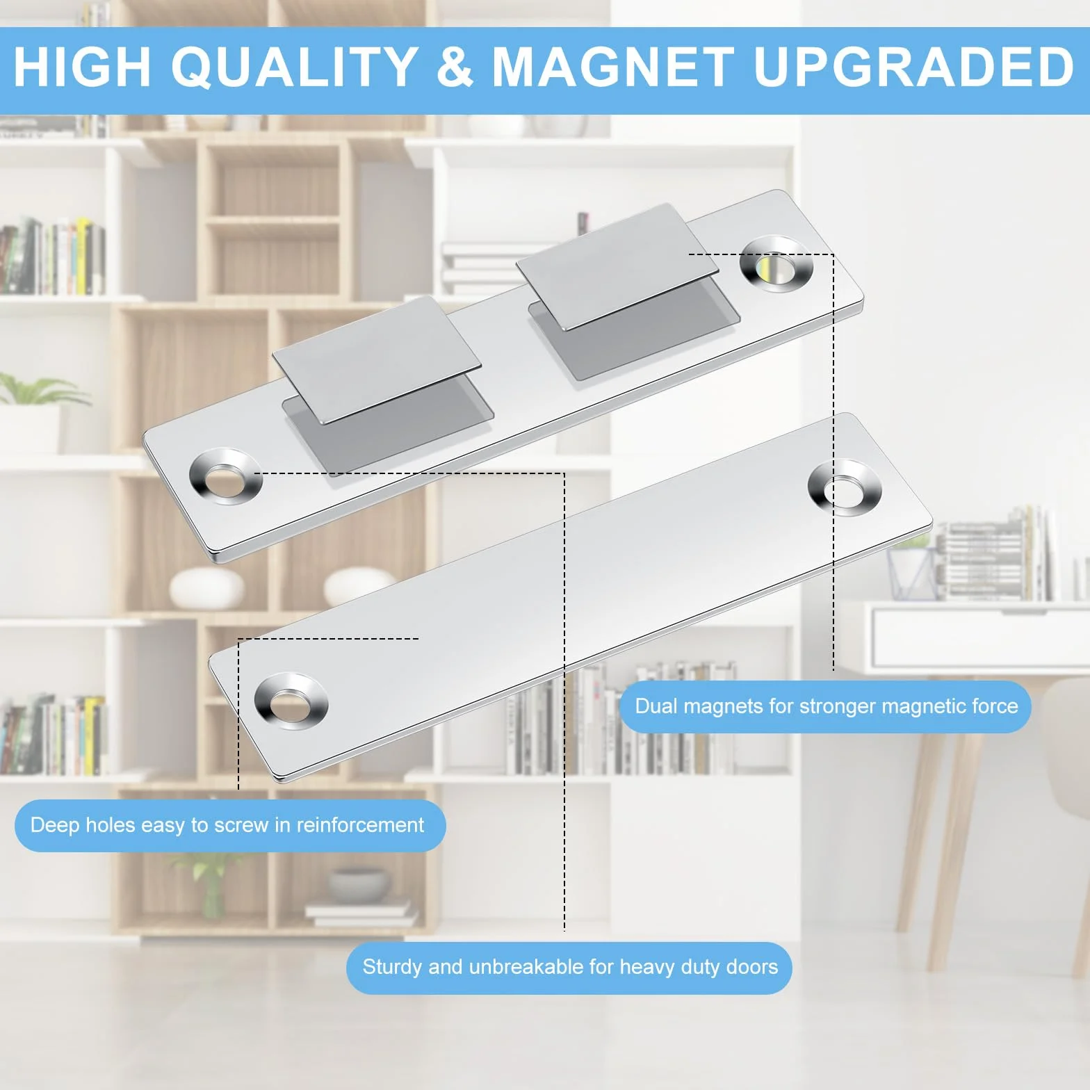 Romon Samozamykacz magnetyczny, 8 sztuk magnesu naklejka meblowa zamknięcie, mocne magnetyczne zamknięcie do drzwi, bardzo cienkie samoprzylepne magnesy do drzwi przesuwnych, do szuflad, zamykania