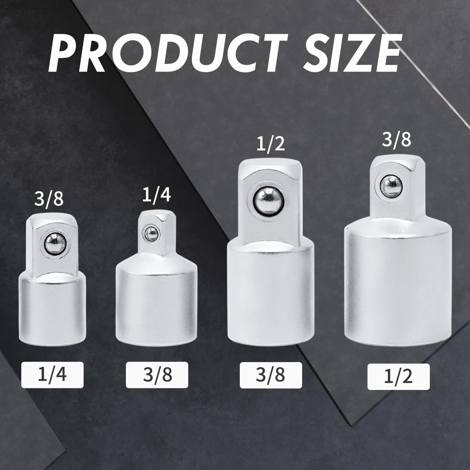CCLIFE Adapter do kluczy nasadowych zestaw 4-częściowy adapter do kluczy nasadowych do grzechotki 1/2" na 3/8", 3/8" na 1/2", 3/8" na 1/4", 1/4" na 3/8" do grzechotek, nakrętek nasadowych