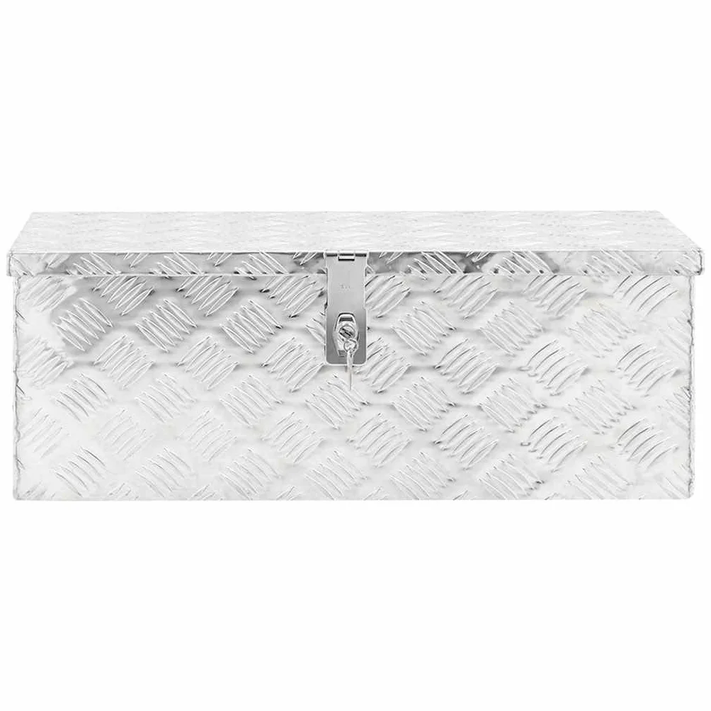 Pudełko do przechowywania aluminium, srebrne, 70 x 31 x 27 cm, z zamknięciem na klucze, walizka narzędziowa do warsztatu, garażu, gospodarstwa domowego, na plac budowy, organizer, skrzynka