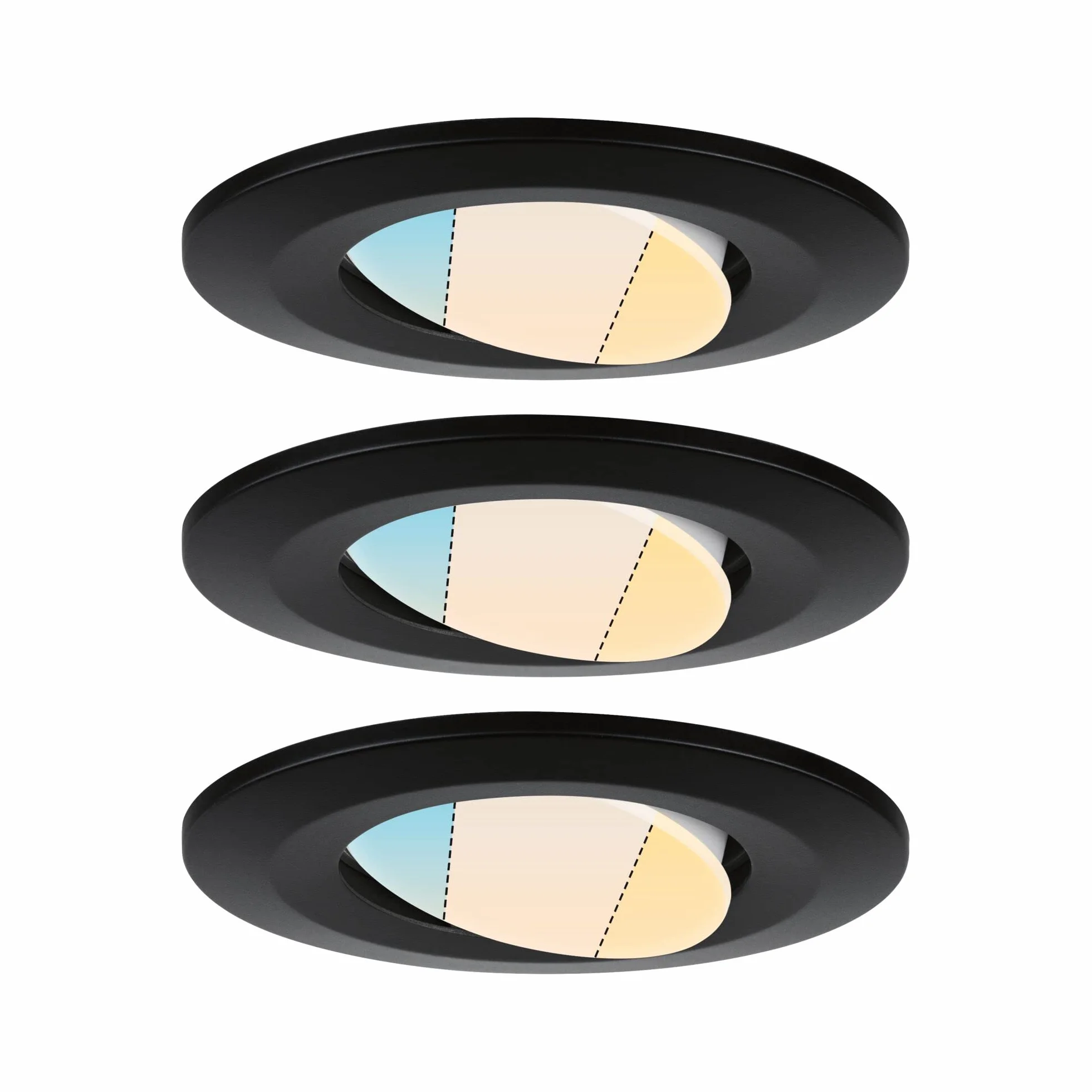 Paulmania LED oprawa wpuszczana Calla zestaw 3 szt. IP65 90mm 30° 550lm White Switch 5W czarny matowy 3000K