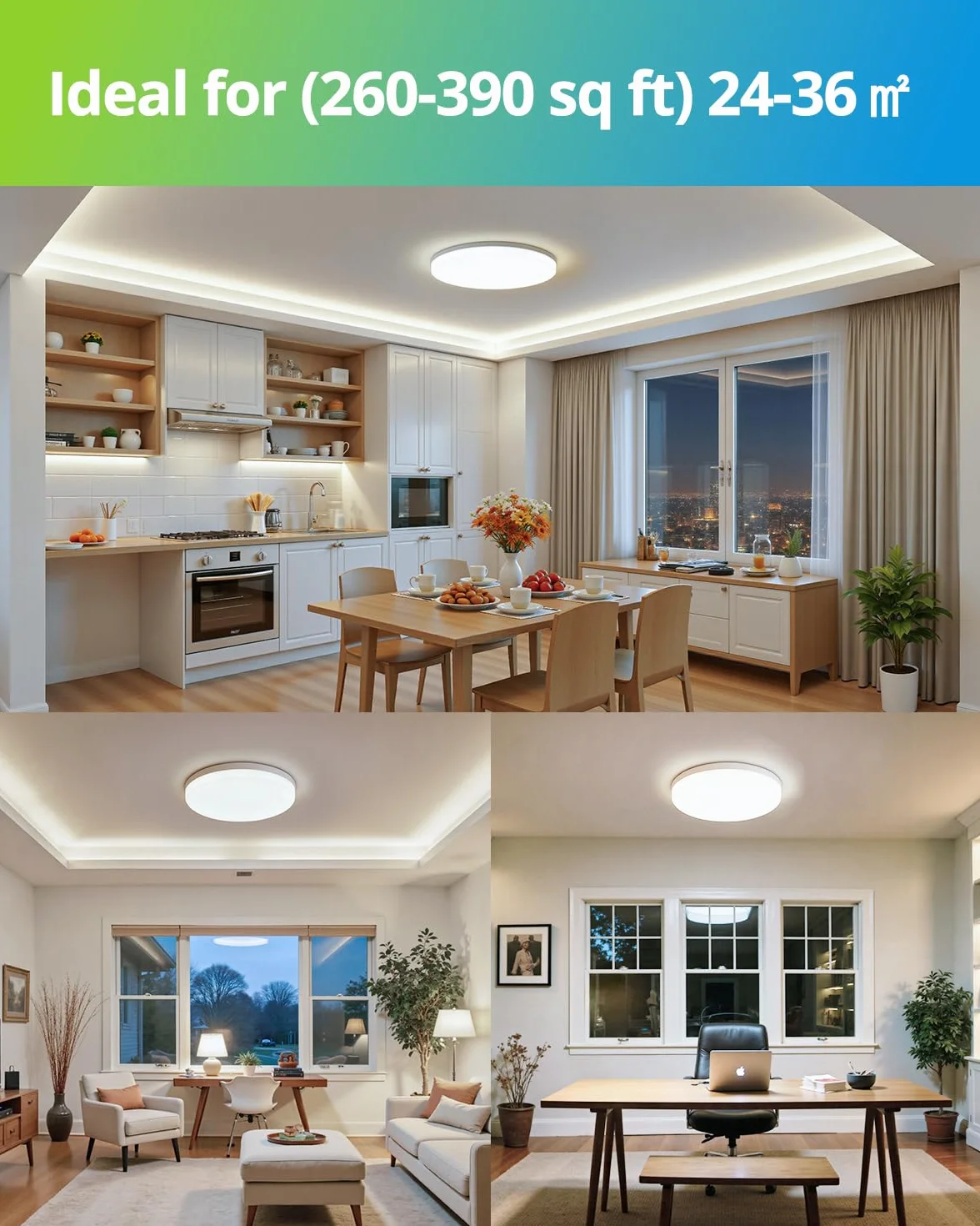 Yafido lampa sufitowa LED, ultra cienka, 48 W, 4320 lm, 4500 K, neutralny biały, lampa sufitowa LED, do salonu, sypialni, biura, kuchni, na balkon i do jadalni, bez możliwości ściemniania, Ø 30 cm