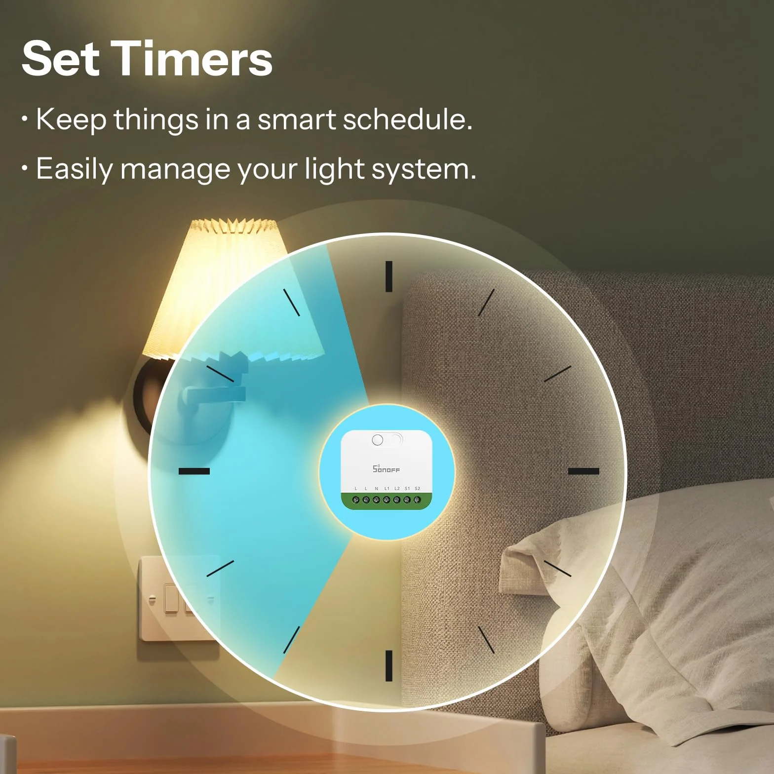 SONOFF MINI DUO（Matter przez WiFi） Przełącznik Inteligentny WiFi 2-Kanałowy, Współpracujący z Matter, Całkowite Obciążenie 16A, Kompaktowy na Pudełka Standardowe, Sterowanie Zdalne i Automatyczne