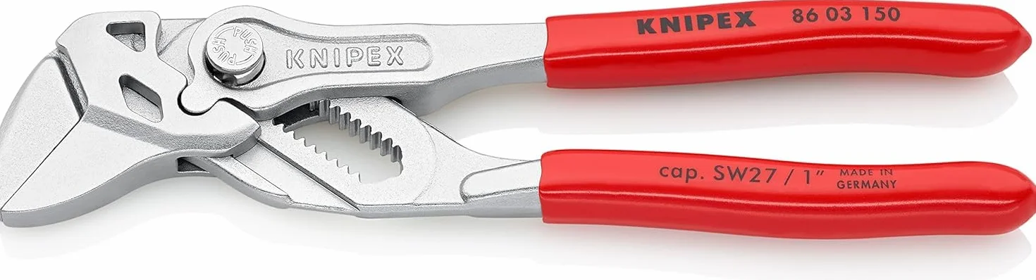 KNIPEX Szczypce-klucz szczypce i klucz w jednym narzędziu w opakowaniu z zawieszką chromowany z tworzywa sztucznego, powlekane 150 mm, 86 03 150 SB