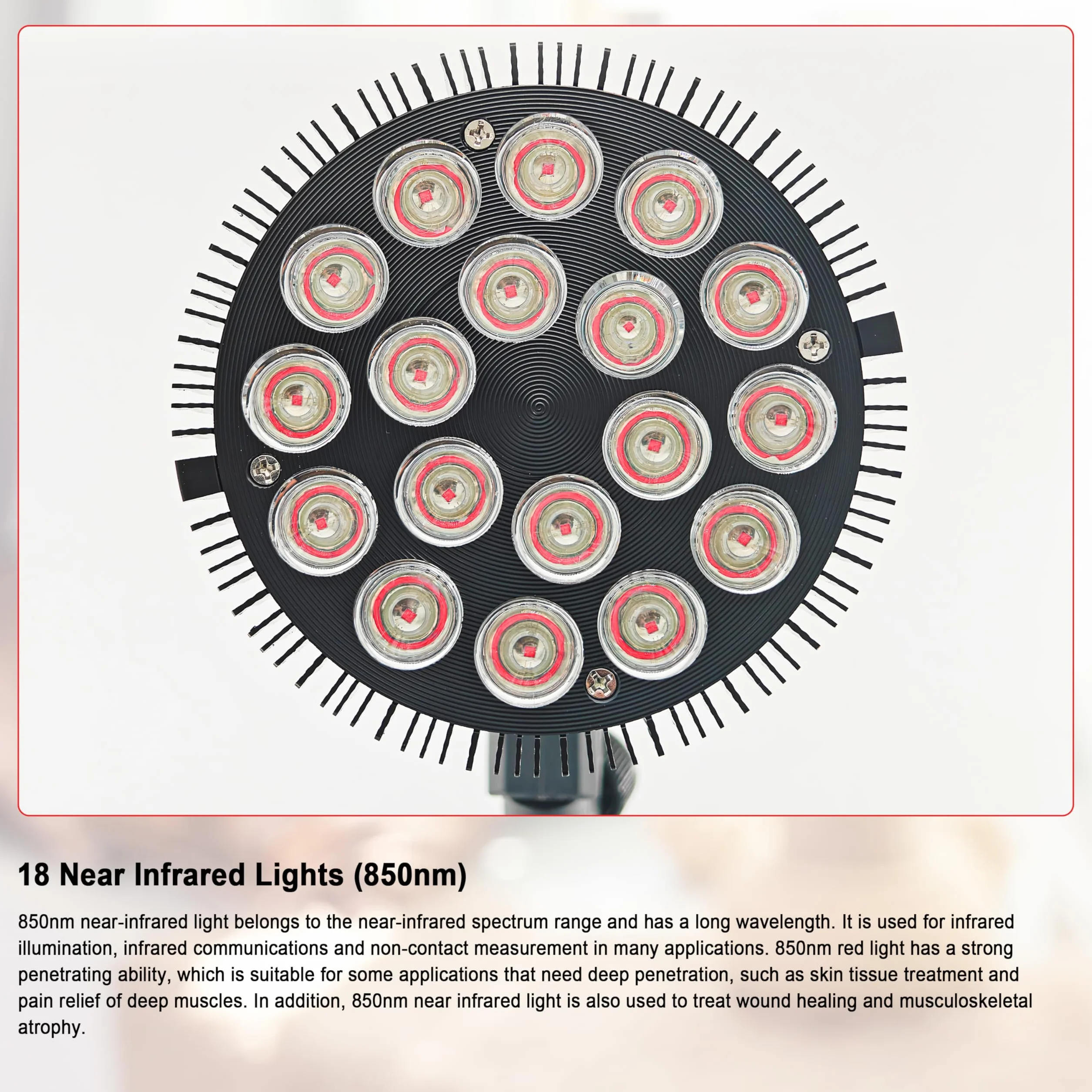 Elitzia 54W Terapia podczerwień Lampa na Bliskie światło podczerwieni 850nm Lampa ciepła na Bliskie światło podczerwieni dla poprawy krążenia krwi Zwalnia ból pleców ramion Terapia domowa ETPAR18F