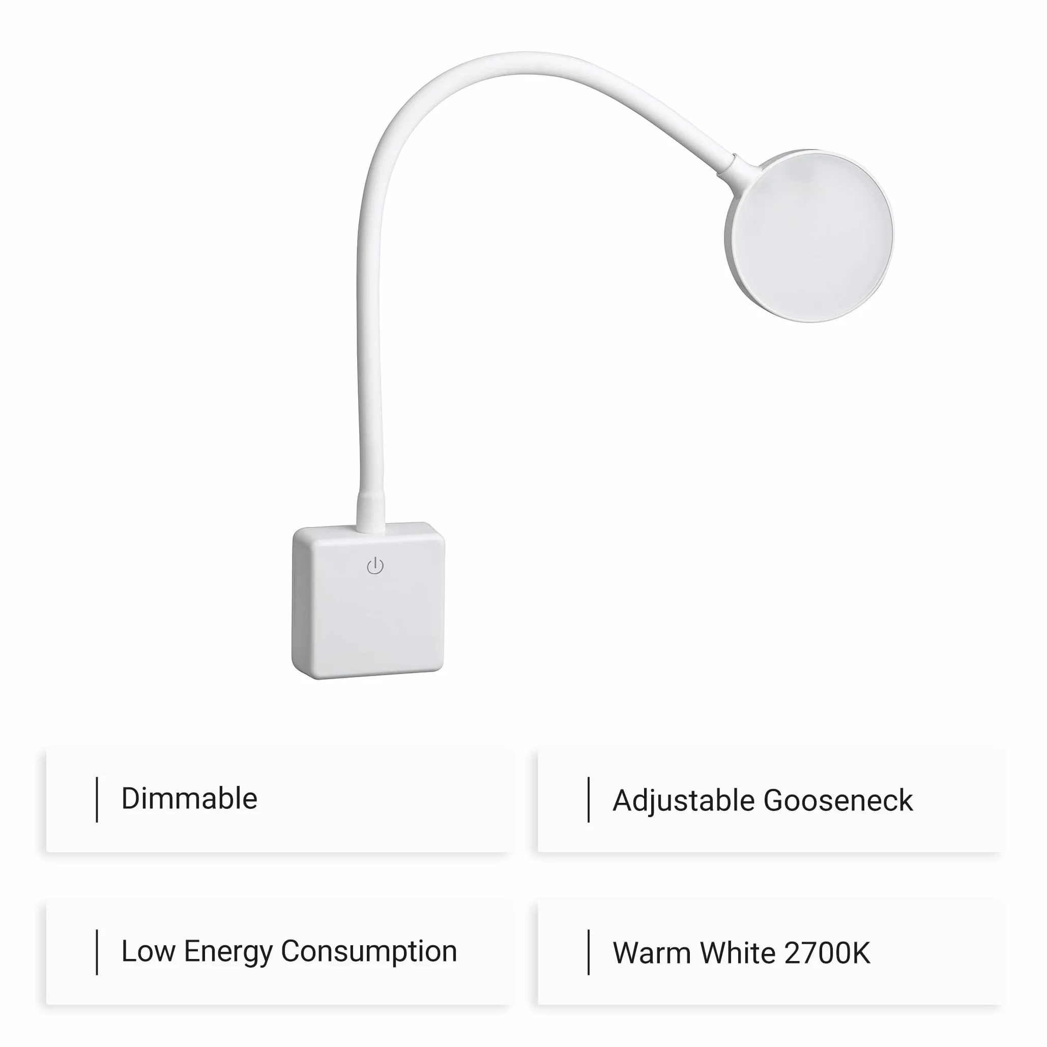 SEBSON Lampa LED do gniazdka wtykowego, ściemniana, biała, zestaw 2 sztuk, 4 W, lampa wtykowa, elastyczna neutralna biel, 4000 K, lampka do czytania, lampka nocna