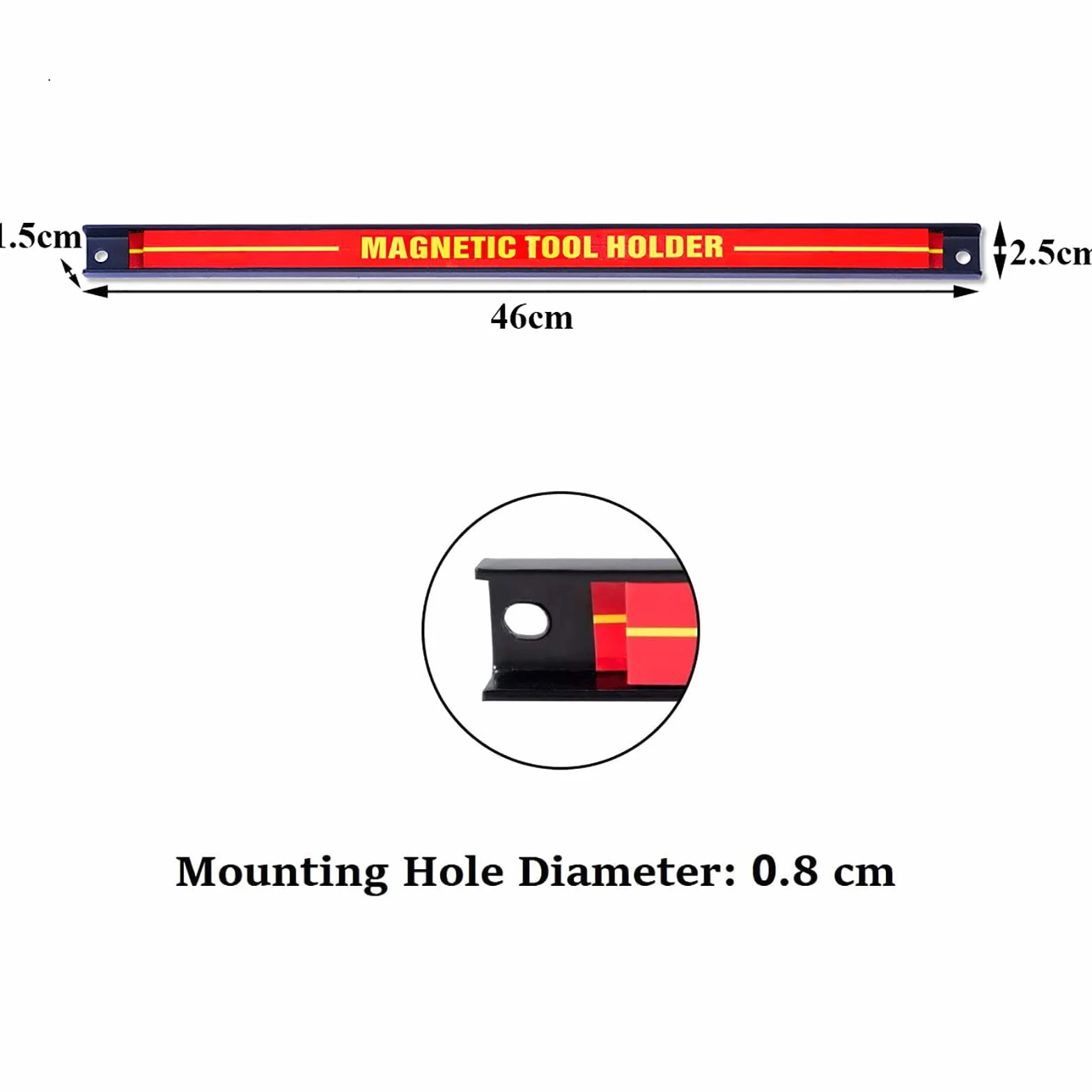 Zestaw narzędziowych listew magnetycznych GIANTEX, 6 szt., 46 cm, szyna magnetyczna, ścianka z uchwytami magnetycznymi Materiał montażowy, listwa magnetyczna, narzędzia, magnes, listwa narzędziowa, uchwyt magnetyczny, warsztat, czerwona