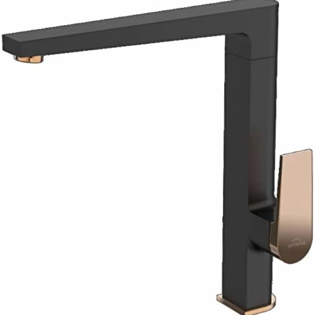 Czarny/różowe złoto mosiądz kuchnia bateria umywalkowa wysoka elegancka bateria mieszakowa