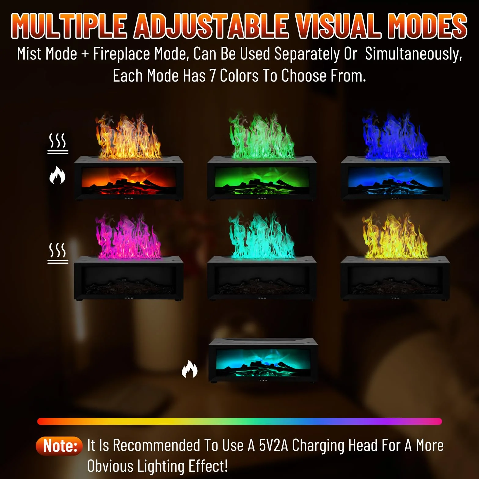 3D Flame Aroma Diffuser – 150 ml, cichy nawilżacz z pilotem zdalnego sterowania, dyfuzor kominkowy, 7-kolorowe oświetlenie LED, lampka nocna do sypialni, do domu, do biura, pomysł na prezent