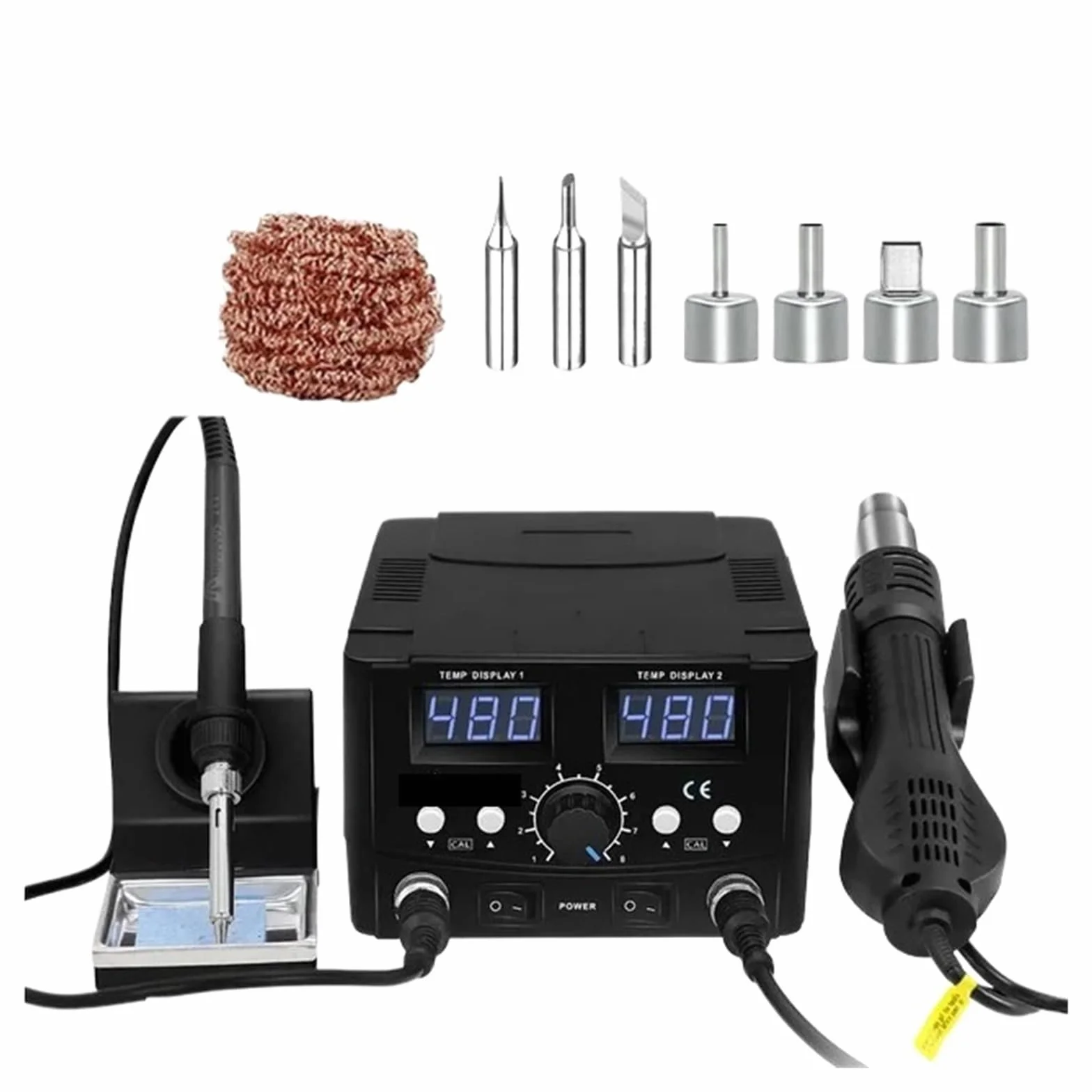 800 W 2 1 Cyfrowa Stacja Lutownicza ESD Hot Air Gun Spawanie Lutownicą Do Rozlutowywania SMD Wydajna Lutownica(8588D TOOL SET 2)