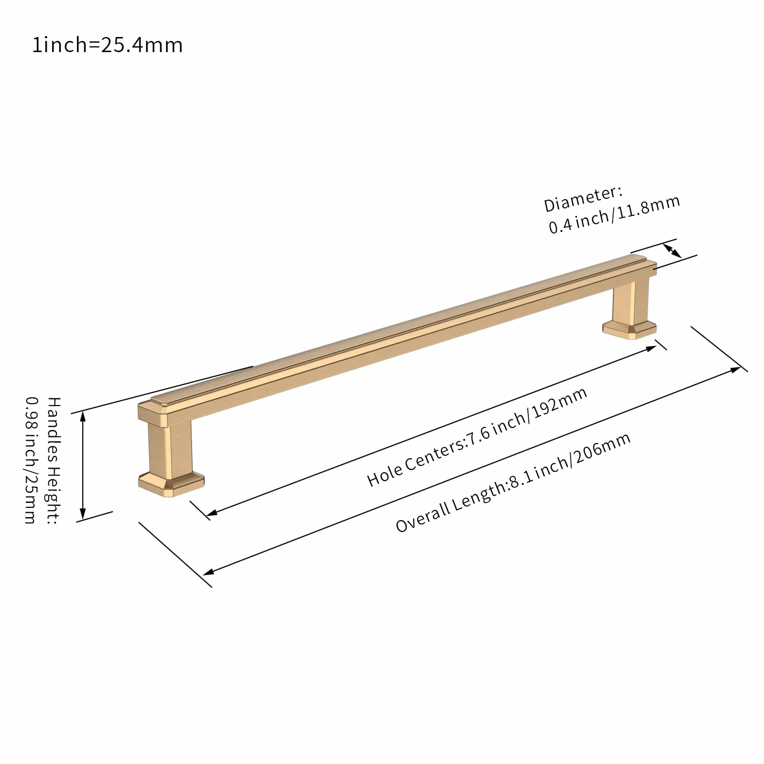 FURNIWARE 10 sztuk uchwytów do szafek, uchwyty meblowe 192mm odstęp między otworami, brąz szampanowy, uchwyty kuchenne, uchwyty do szuflad, uchwyty z cynku do szafek kuchennych, szafek, uchwyty do