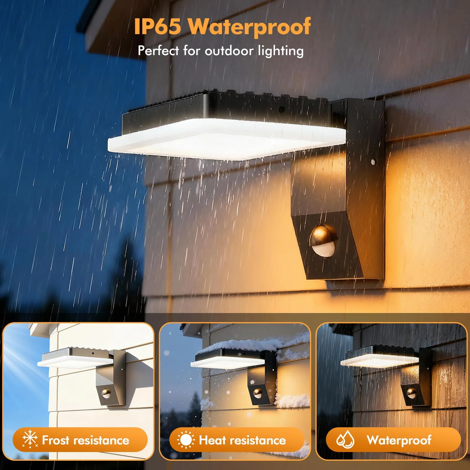 papasbox Lampa ścienna LED do użytku na zewnątrz, z czujnikiem ruchu, wodoszczelność IP65, zewnętrzna lampa ścienna