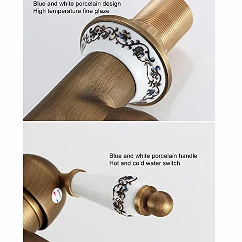 Faucet Bateria zlewozmywakowa do baru komercyjnego, baterie kuchenne, kran z mieszaczem z antycznego brązu z ceramicznym dźwigiem, kran zlewozmywakowy na zimno i na gorąco, miksery wody Faucet
