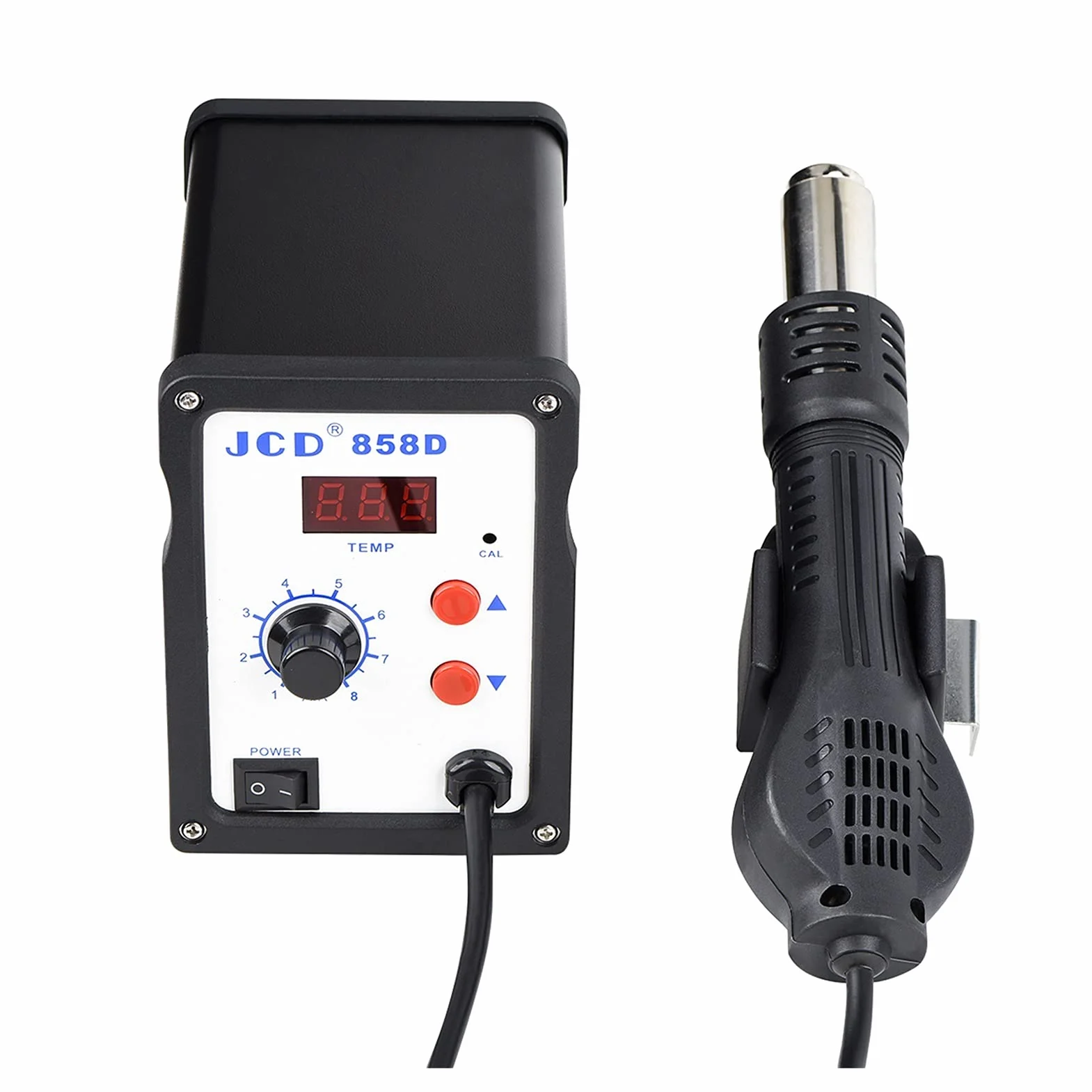 Stacja Lutownicza JCD. Stacja lutownicza Hot Air 858D 11 0 V 220 700W LED Digital Heat Lutownia do spawania SMD. Lutownica(Blauw)