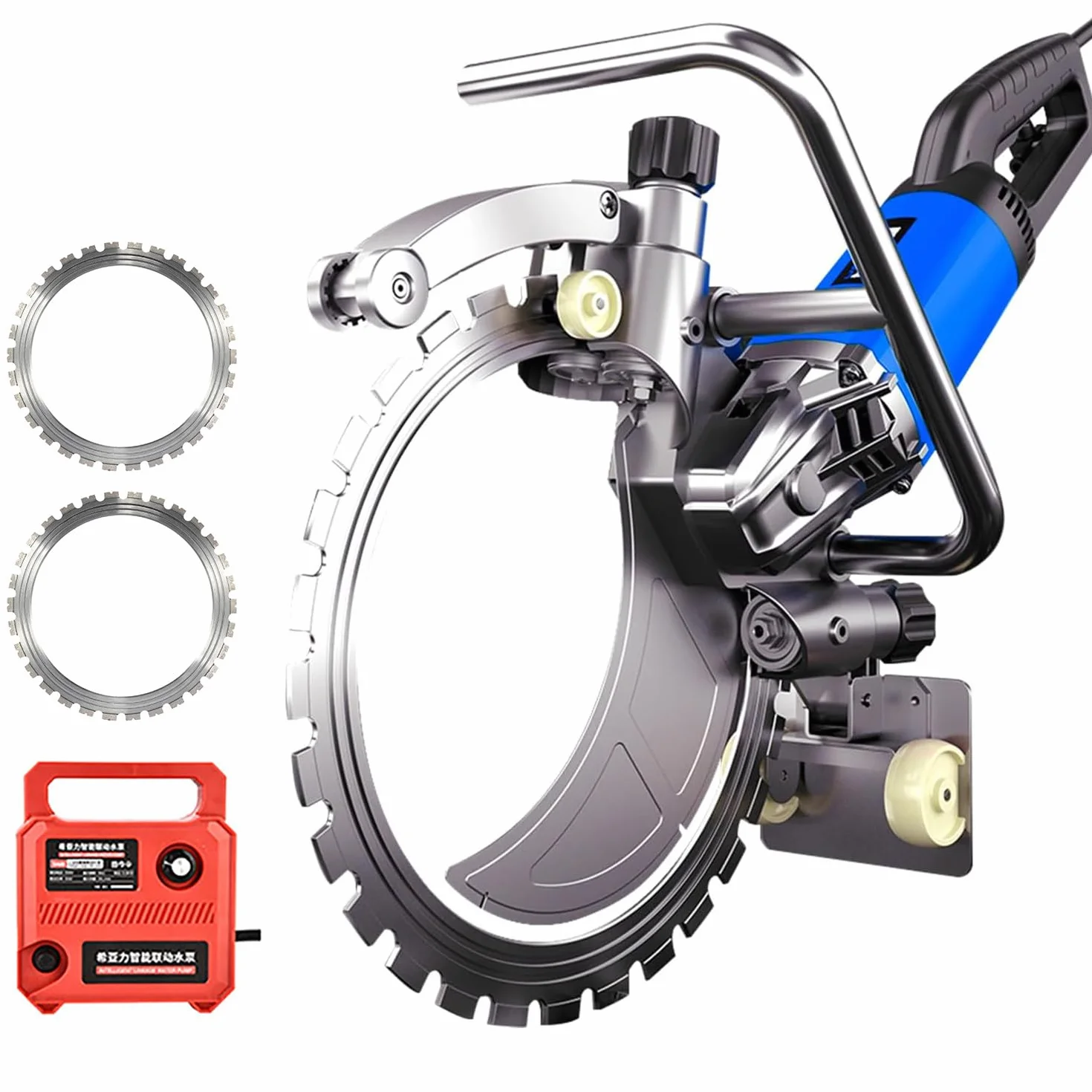 Piła pierścieniowa do betonu o mocy 8800 W, 220 V, do bruzdowania ścian, przecinarka do betonu, diamentowe tarcze tnące, głębokość cięcia 30 cm/11,8 cala, bezpyłowe cięcie na mokro
