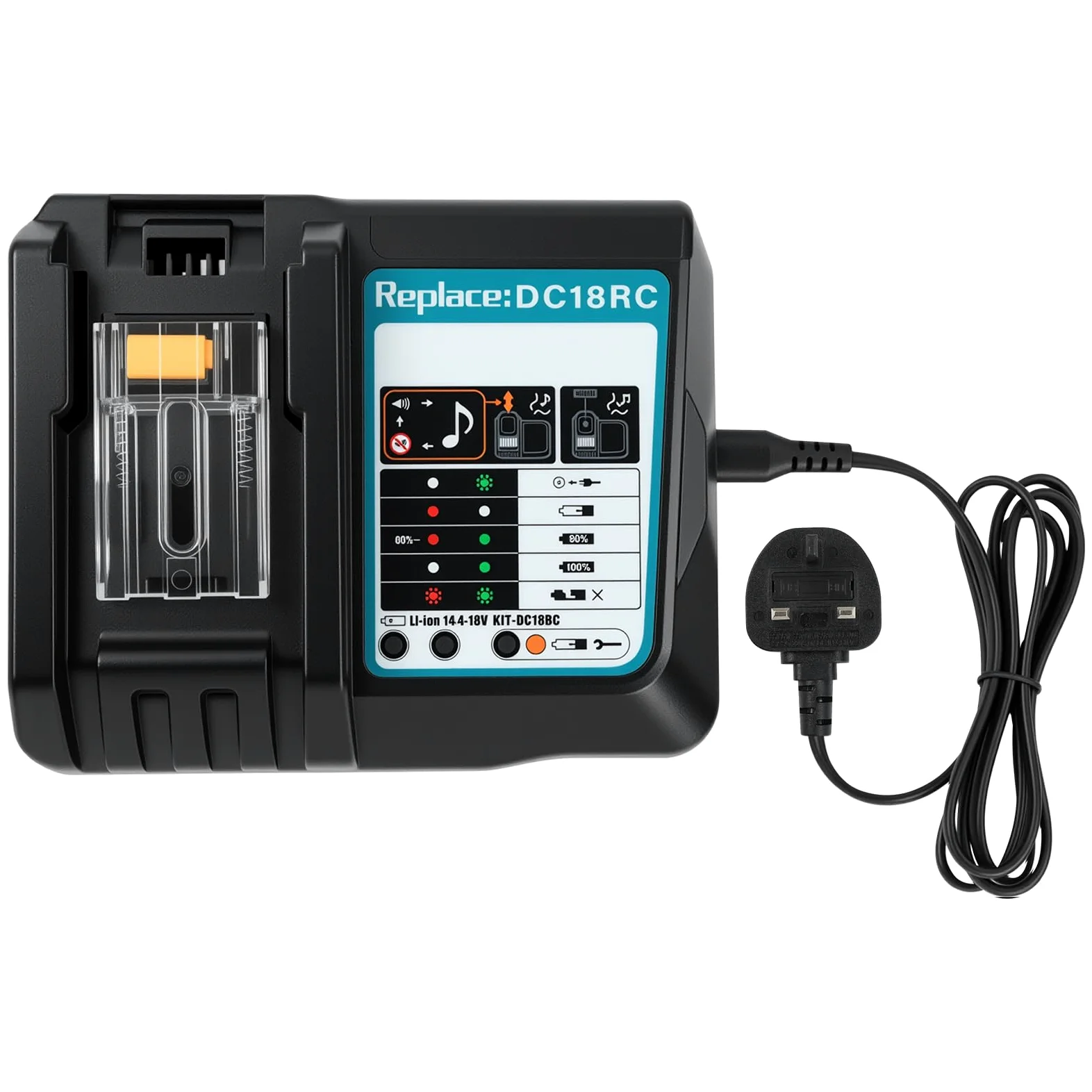 Flintronic Szybka ładowarka kompatybilna z Makita 14,4 V/18 V litowa, z wielokrotną ochroną, zamiennik akumulatora litowego BL1830, BL1840, BL1850, BL1860, BL1815, BL1415, DC18RD, DC18RA, DC18SF