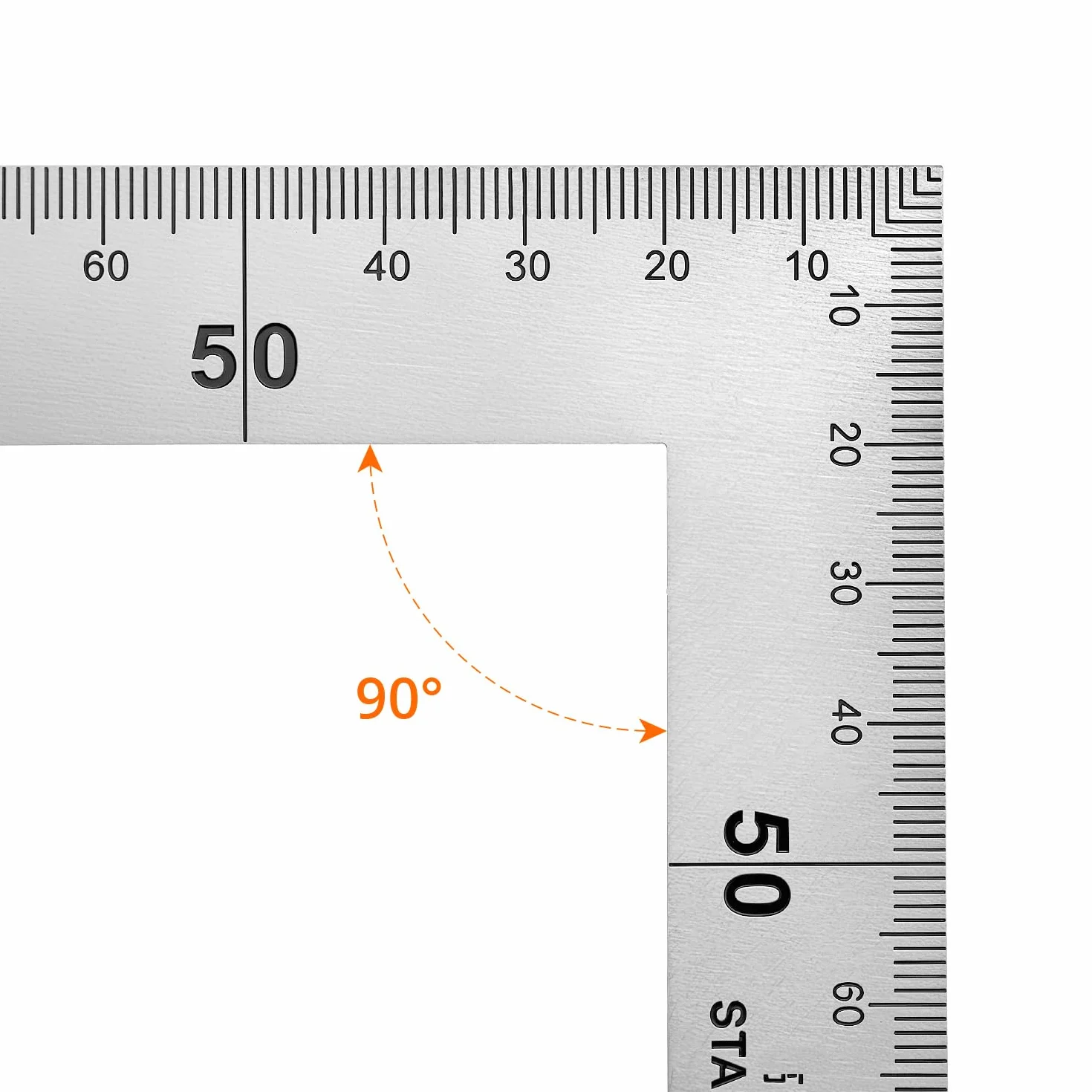 QWORK® Kwadratowa linijka ze stali nierdzewnej w kształcie litery L, 150 x 300 mm, dwustronna linijka kątowa do biura, budownictwa i obróbki drewna