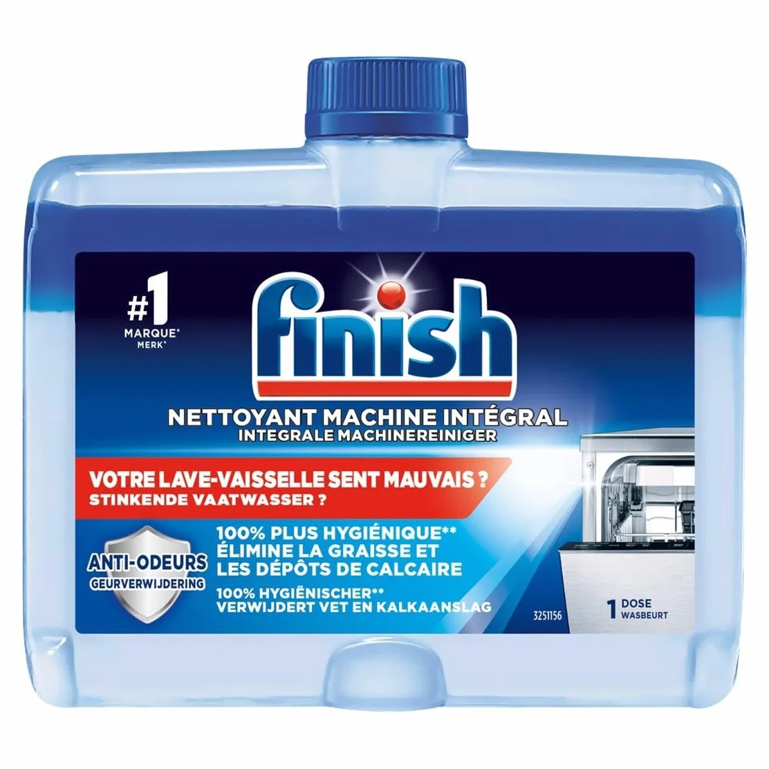 Finish, Środek do mycia w zmywarce, świeży zapach, 500 ml (250 ml x 2 szt.), usuwa tłuszcz i kamień, zwalcza nieprzyjemny zapach, dla higienicznej zmywarki