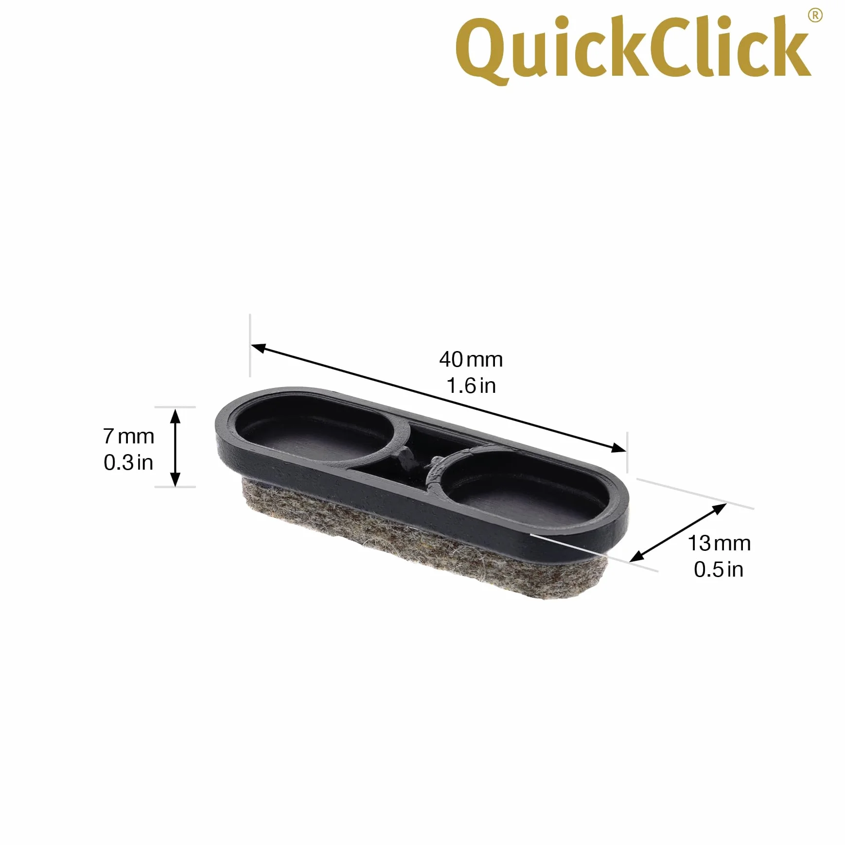 Wagner QuickClick® Tandem ślizgacze filcowe do mebli, zestaw 8 wymiennych ślizgaczy, filcu wełnianego, 39 x 12 mm, do podstawy 32 x 15 mm, Made in DE - 15899000