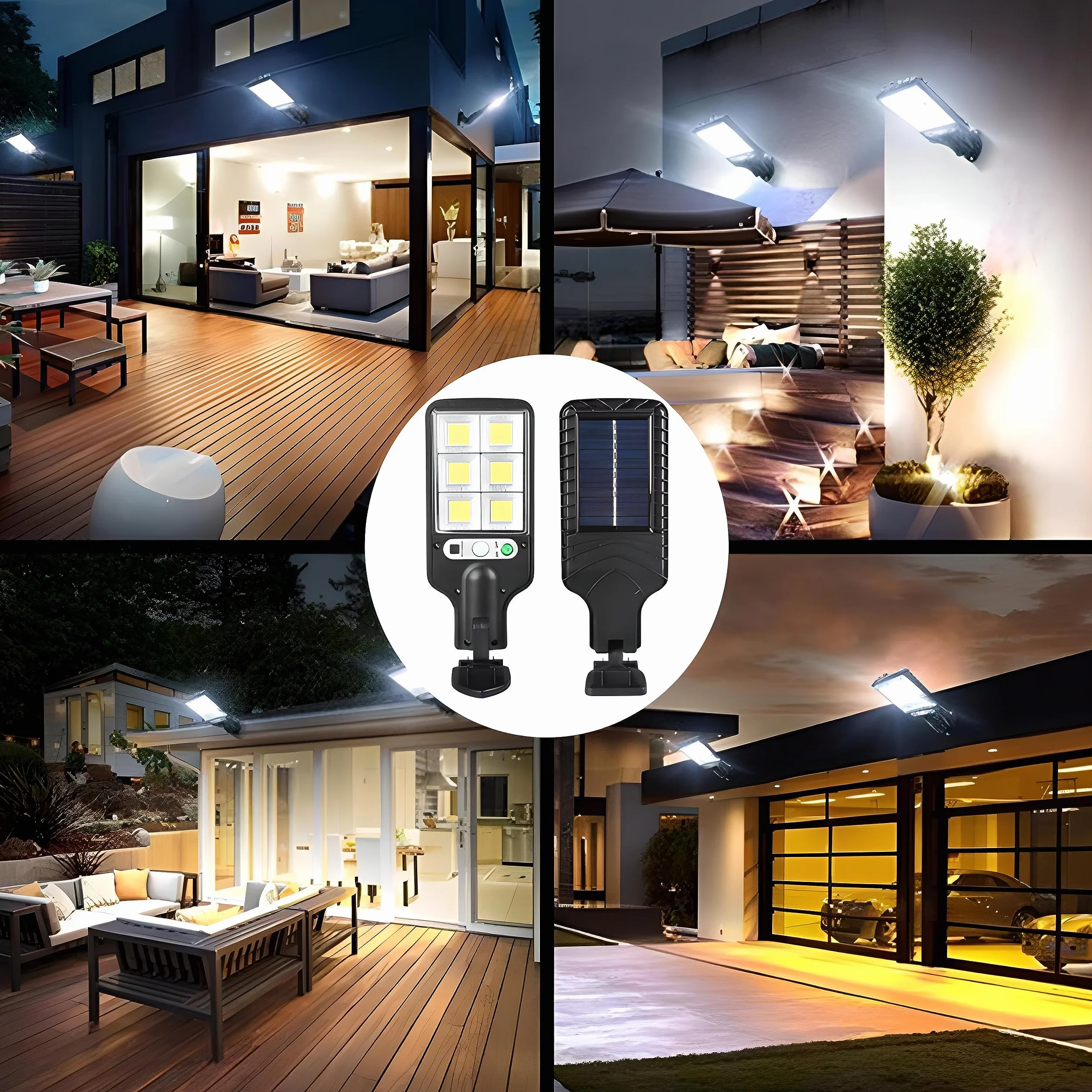 Retoo 120 LED 240 W IP67 lampa solarna z pilotem zdalnego sterowania i czujnikiem zmierzchu do świtu na zewnątrz, do ogrodu, na ulicy, werandę, zimna biel 6000 K, wodoszczelna lampa ścienna