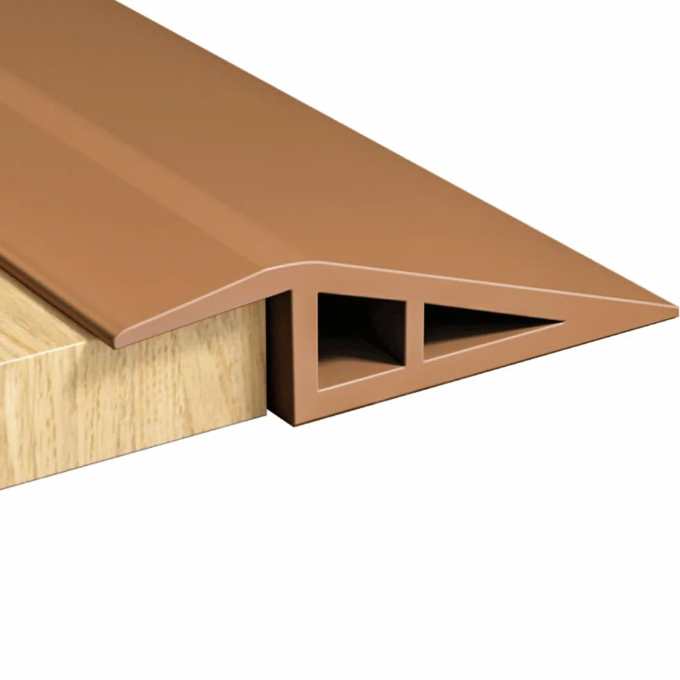 RANJIMA Profil przejściowy samoprzylepny, 1 m x 5 cm PCW, listwa progowa drzwi z regulacją wysokości 5-10 mm, profil przejściowy, listwa przypodłogowa, listwa przejściowa do laminatu, płytek, brązowa