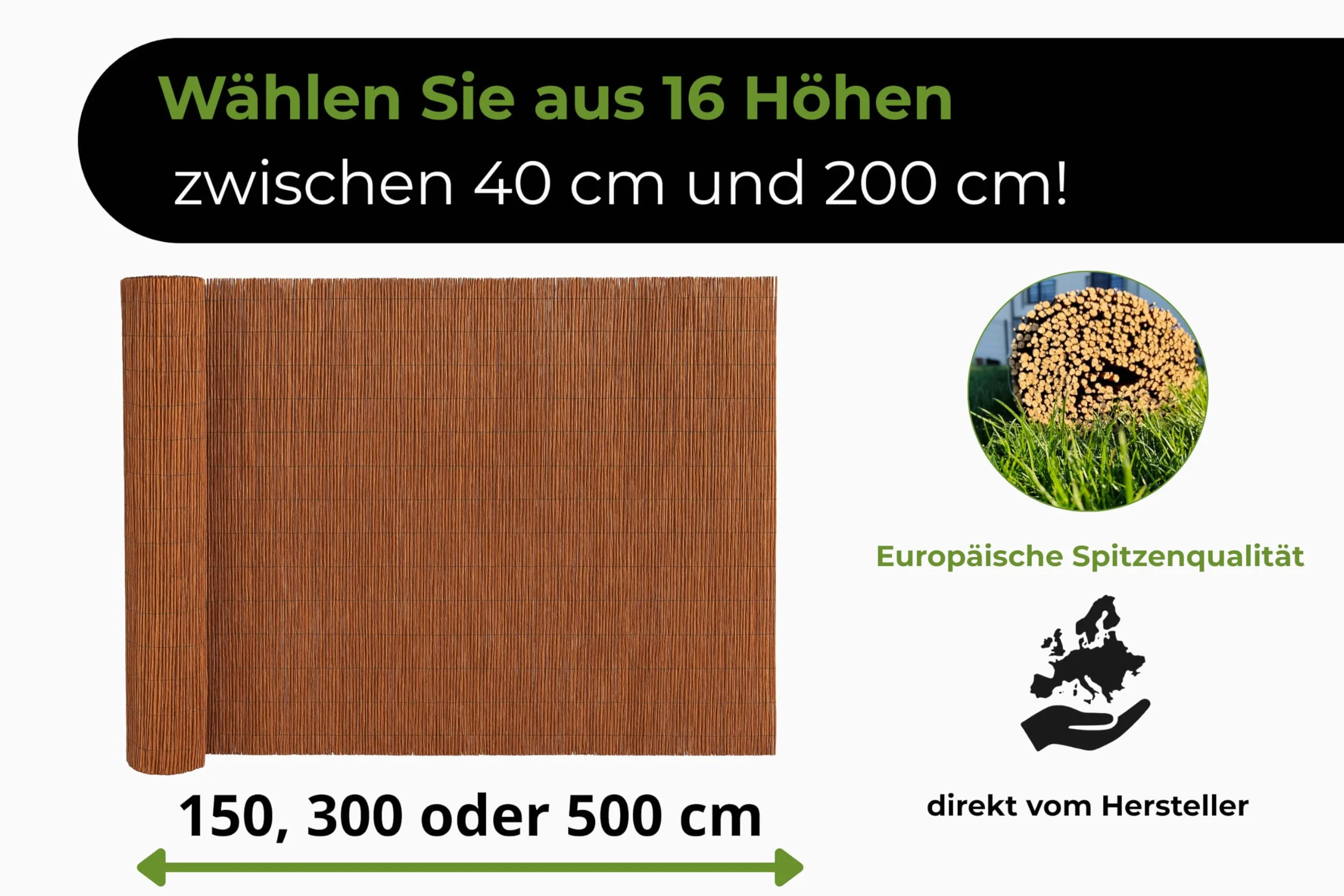 Mata Wiklinowa 40x300 cm Osłona Wierzbowa Naturalny Płot Ochrona przed Wiatrem Słońcem Taras Ogród