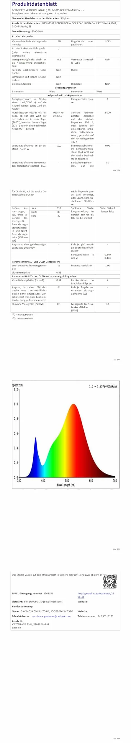 Klighten 2-pak oświetlenia lustrzanego LED, 10 W, 30 cm, lampa łazienkowa LED, IP44, 220 V, 3000 K, ciepła biel, białe
