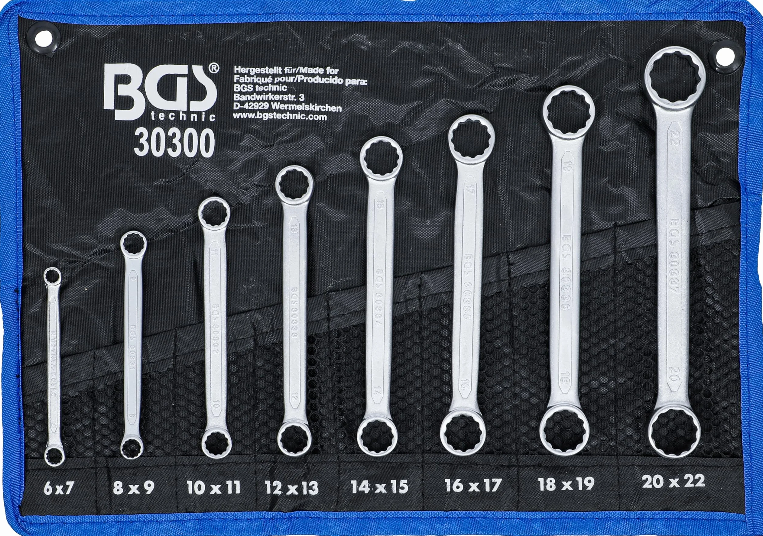 BGS Zestaw kluczy oczkowych dwustronnych płaskich 6-22 mm 8 szt.