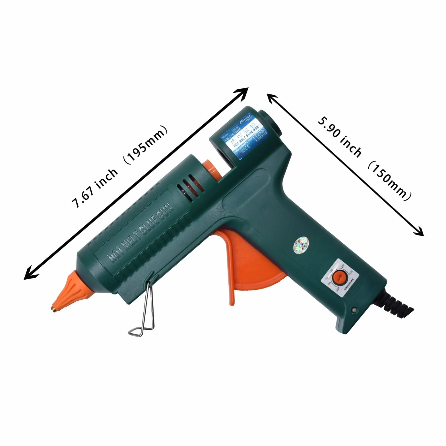 Pistolet do Kleju, Regulacja temperatury pistoletu do klejenia na gorąco o mocy 150 W, różne dopasowania do wyboru, wymienna dysza, użyj kleju w sztyfcie 11 mm do narzędzia do naprawy(SET-7)