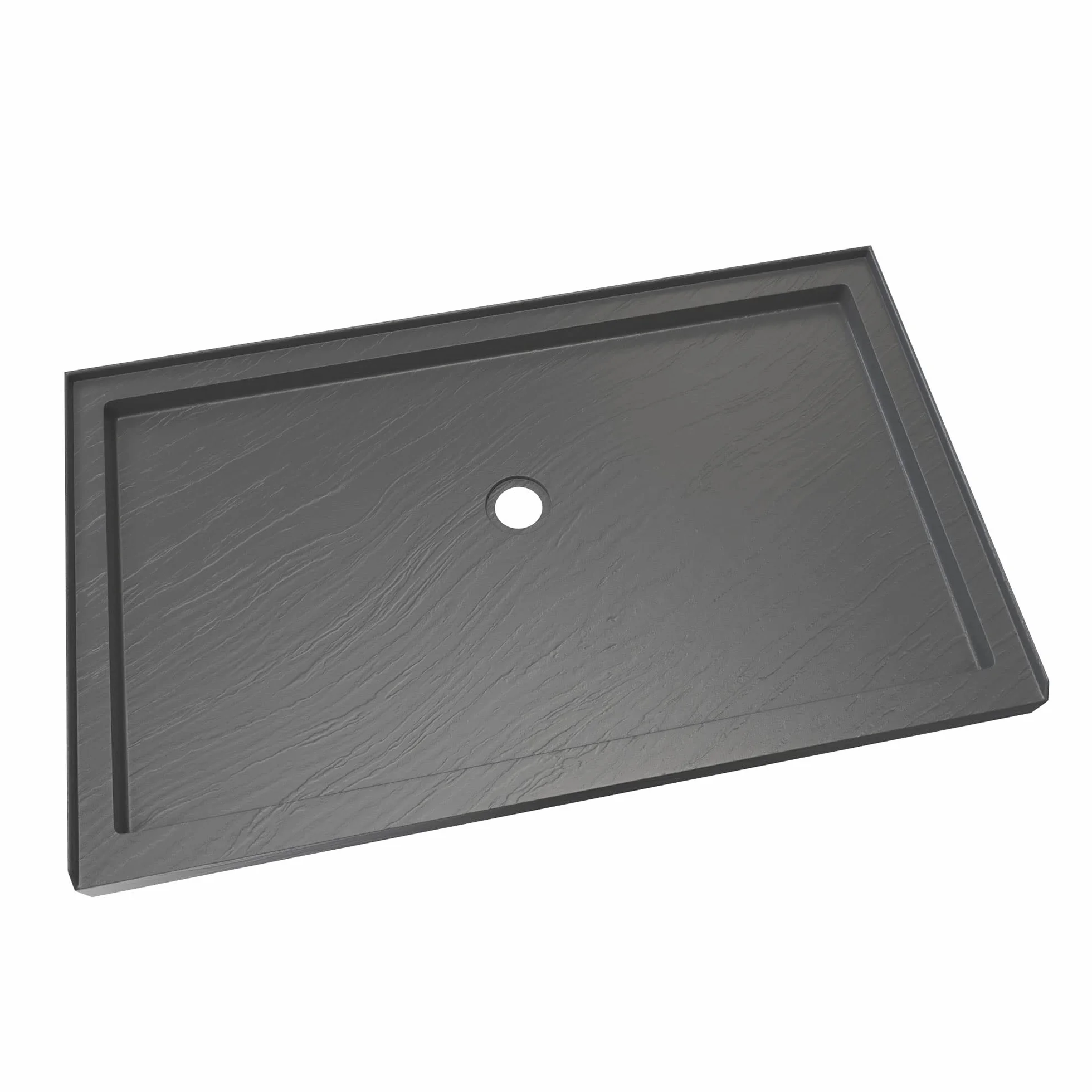 DreamLine DLT-1134600-T44 Slimline 86.4 cm śr. x 152.4 cm szer. x 2 3/10.2 cm. Środkowy odpływ pojedynczy próg Podstawa prysznicowa w kolorze łupkowym szarym