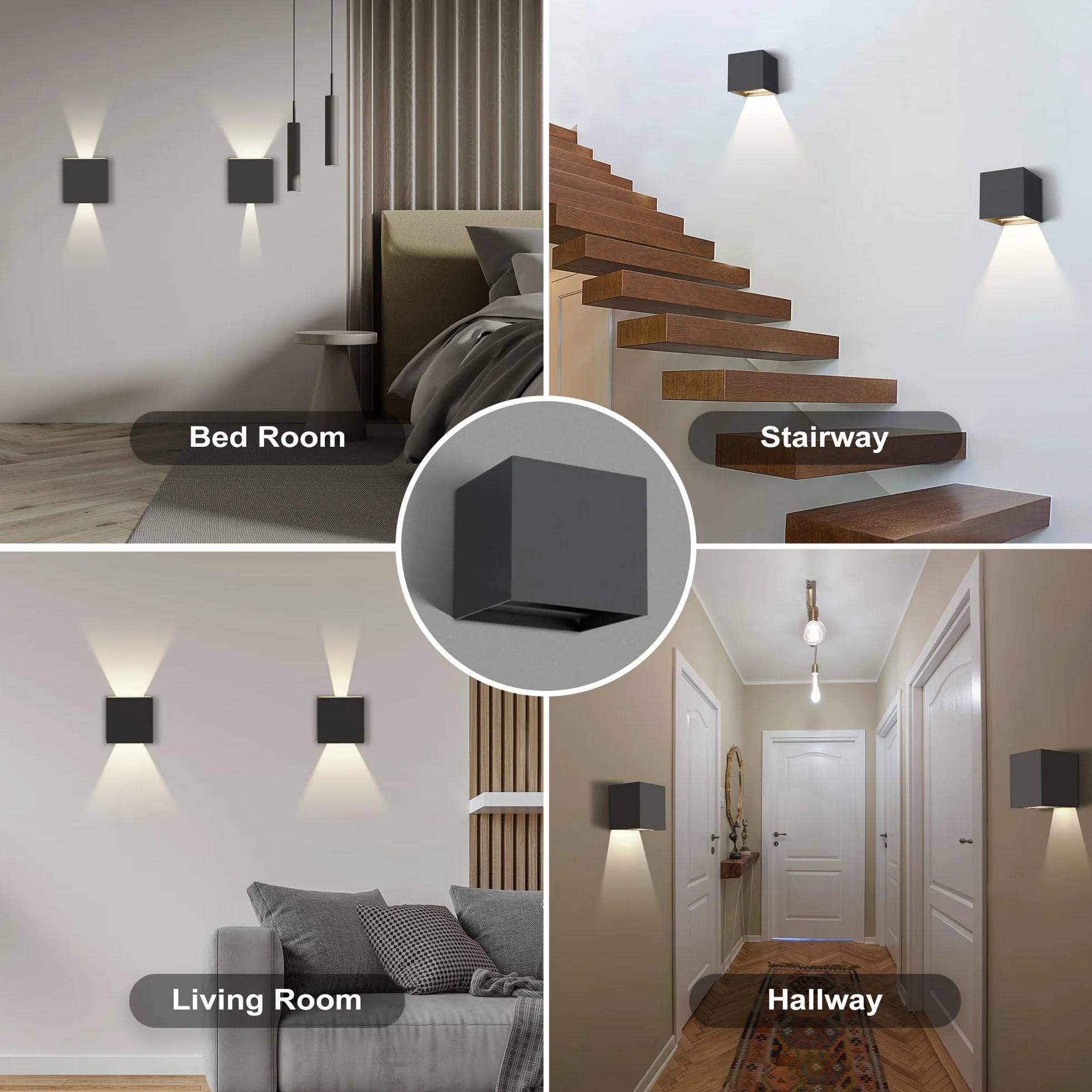auralab Aluminiowy Kinkiet Zewnętrzny 620LM, Regulowany kąt Świecenia Lampa Zewnętrzna 6W, Zewnętrzna Ścienna Lampa LED Góra Dół 4000K, IP65 Wodoodporna na Ganek, Taras, Ogród, Sypialnia