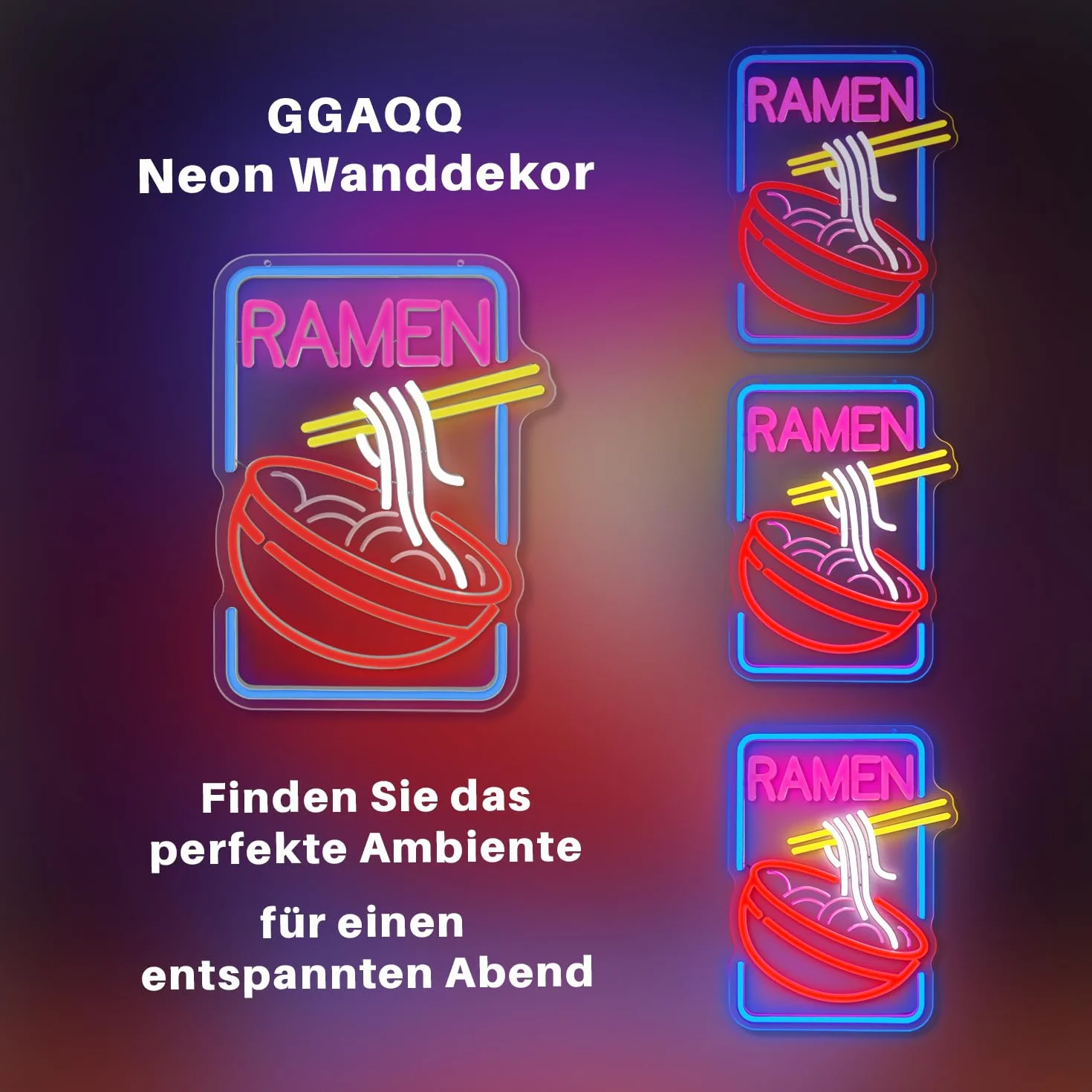 Ramen Neonowy Szyld LED z Regulacją Jasności USB do Ściany